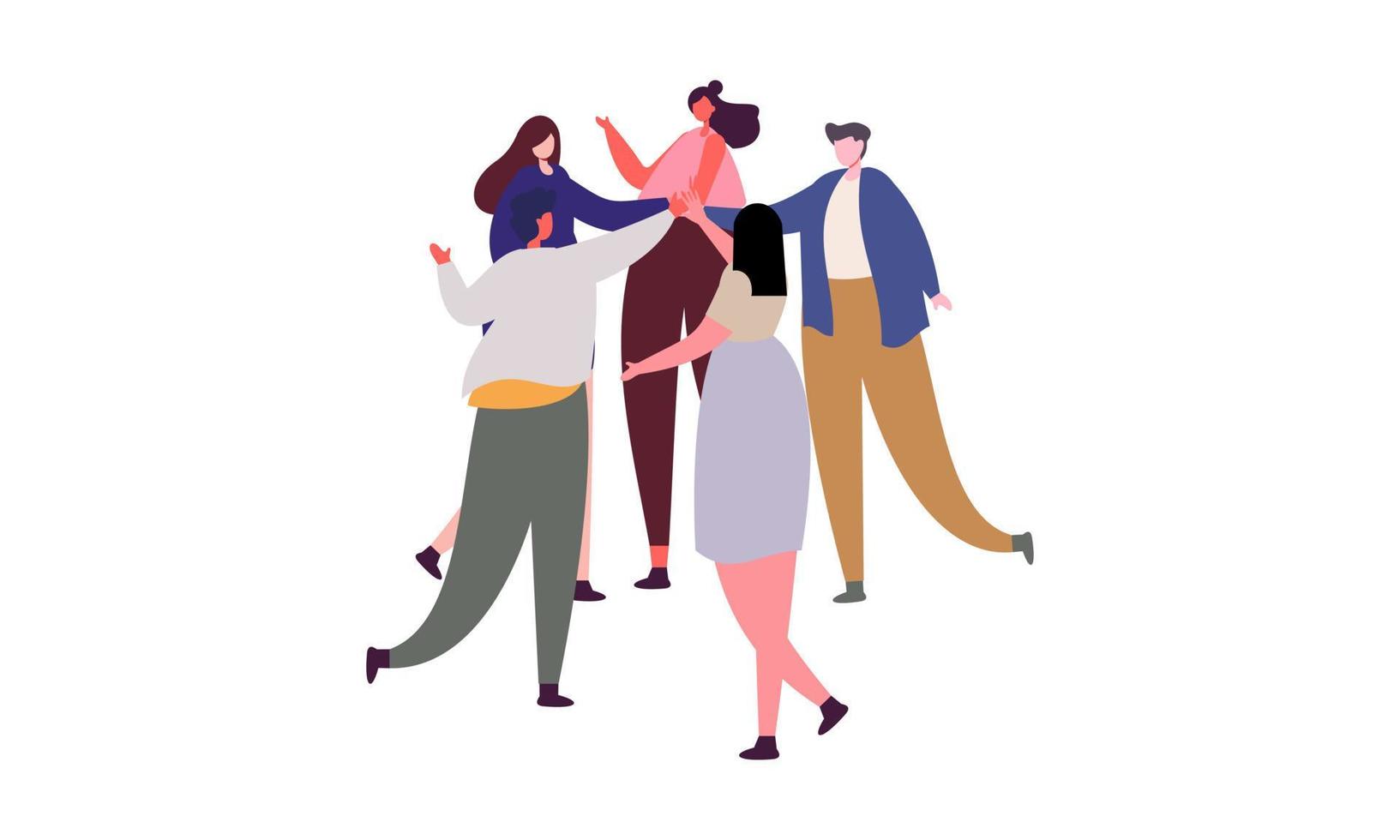 Team of business people celebrate success in work collaboration together, giving high five with joy vector