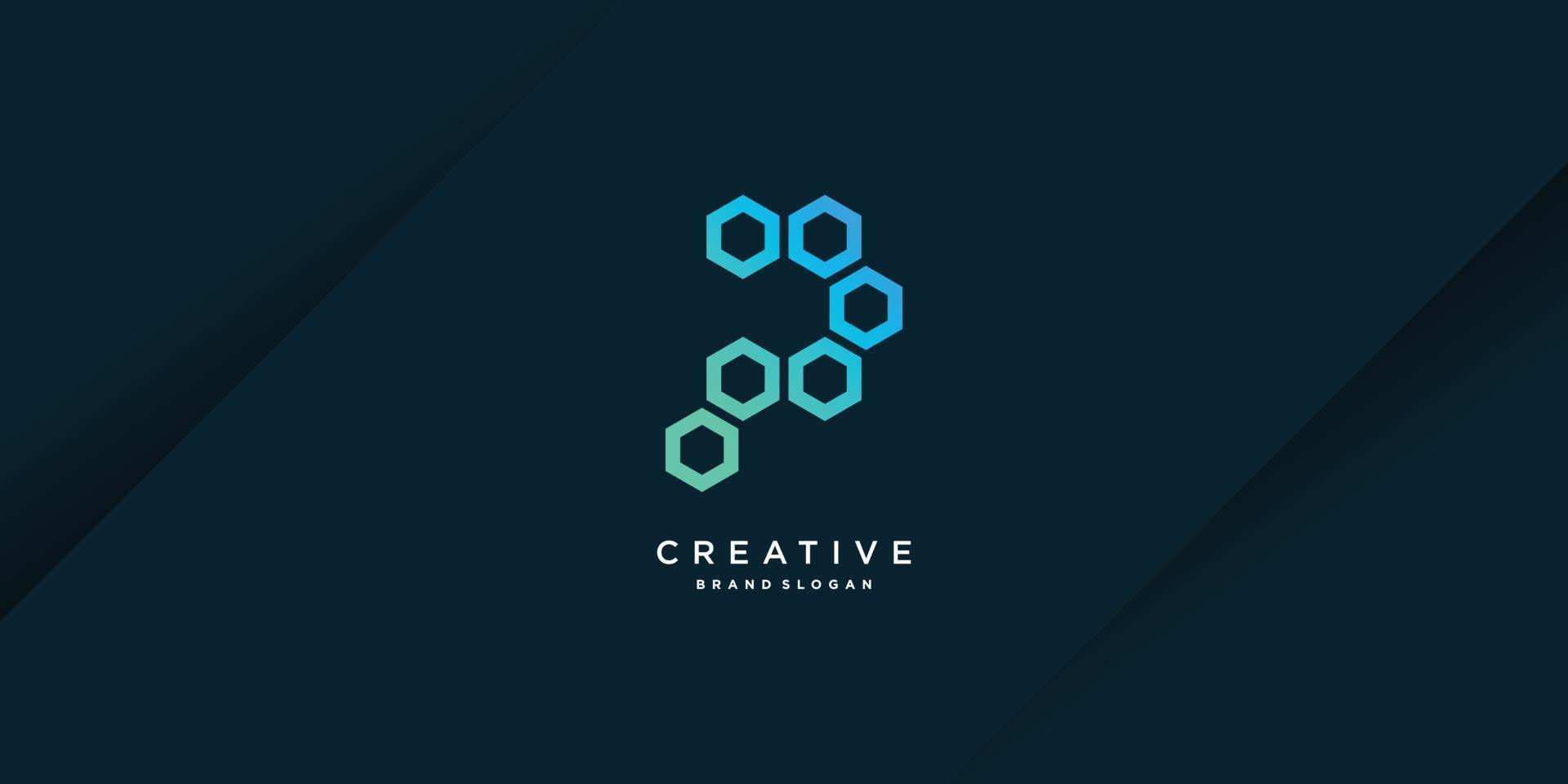 Modern creative P logo template with unique style, technology, computer, data, part 2 vector