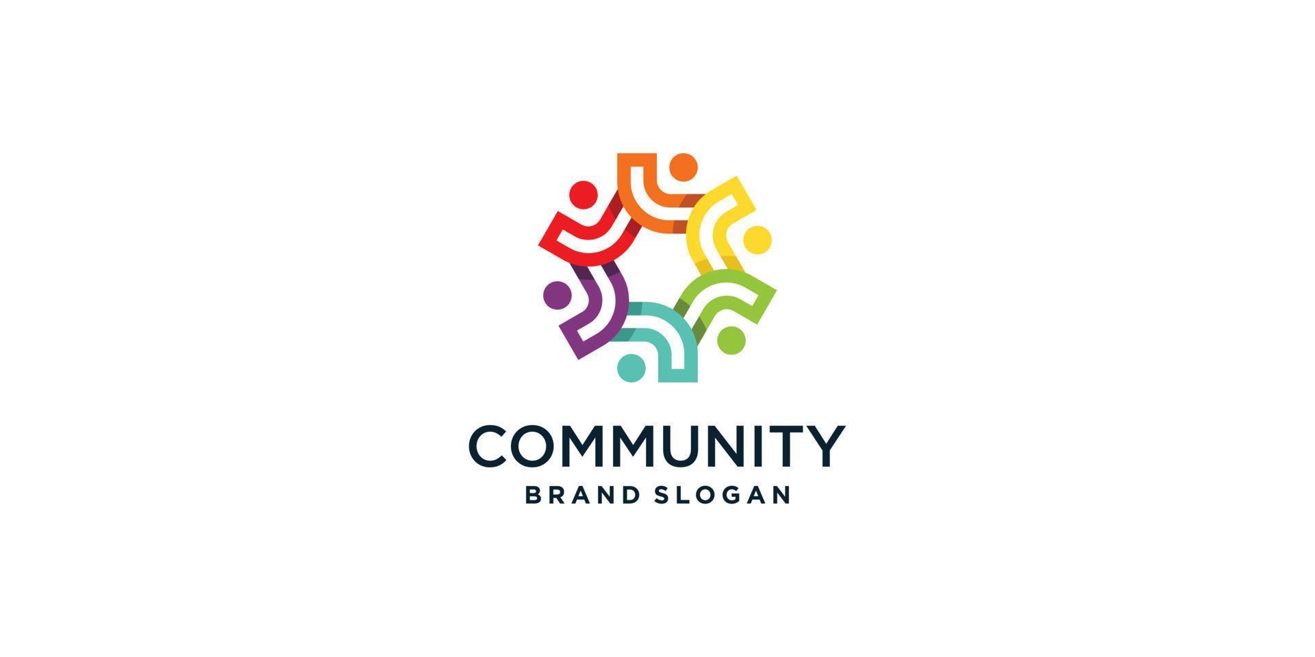 logotipo de comunidad y trabajo en equipo vector premium abstracto parte 1