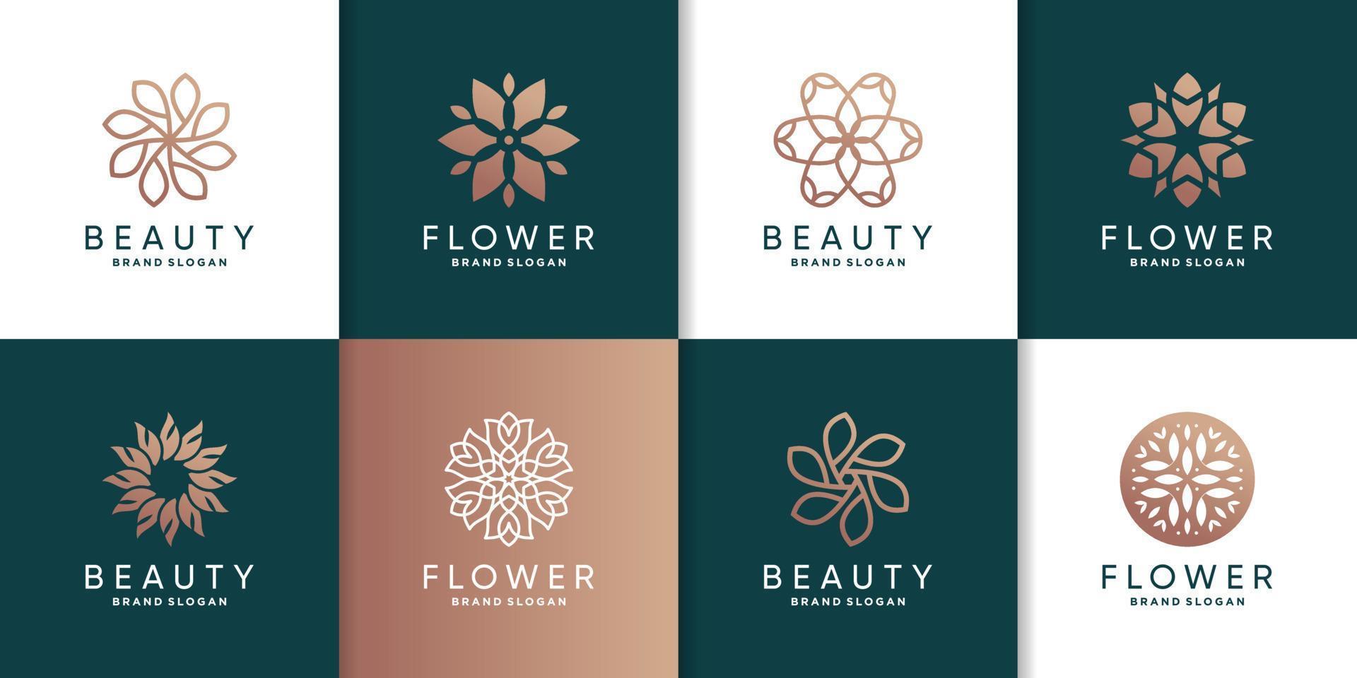 Set of flower logo template for woman, beauty, spa, wellness company Premium Vector