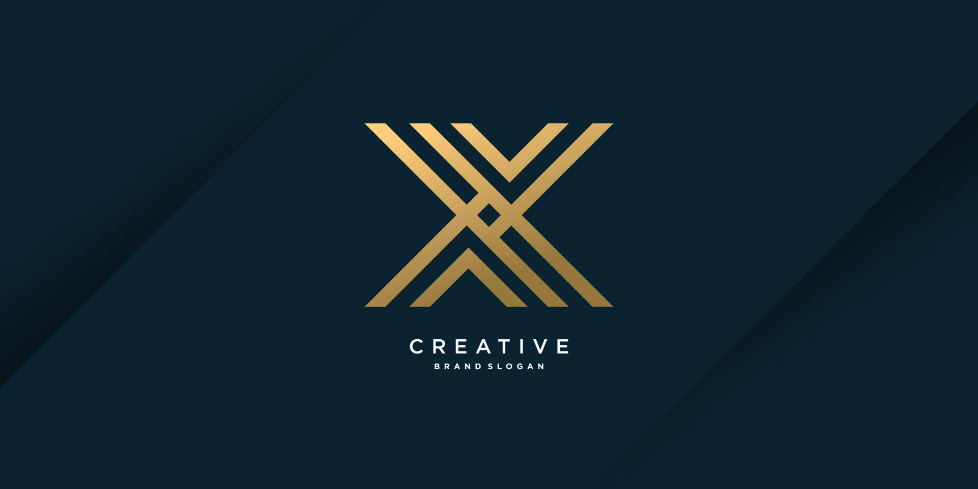 plantilla de diseño de logotipo de letra x con concepto de arte de línea dorada vector premium parte 1