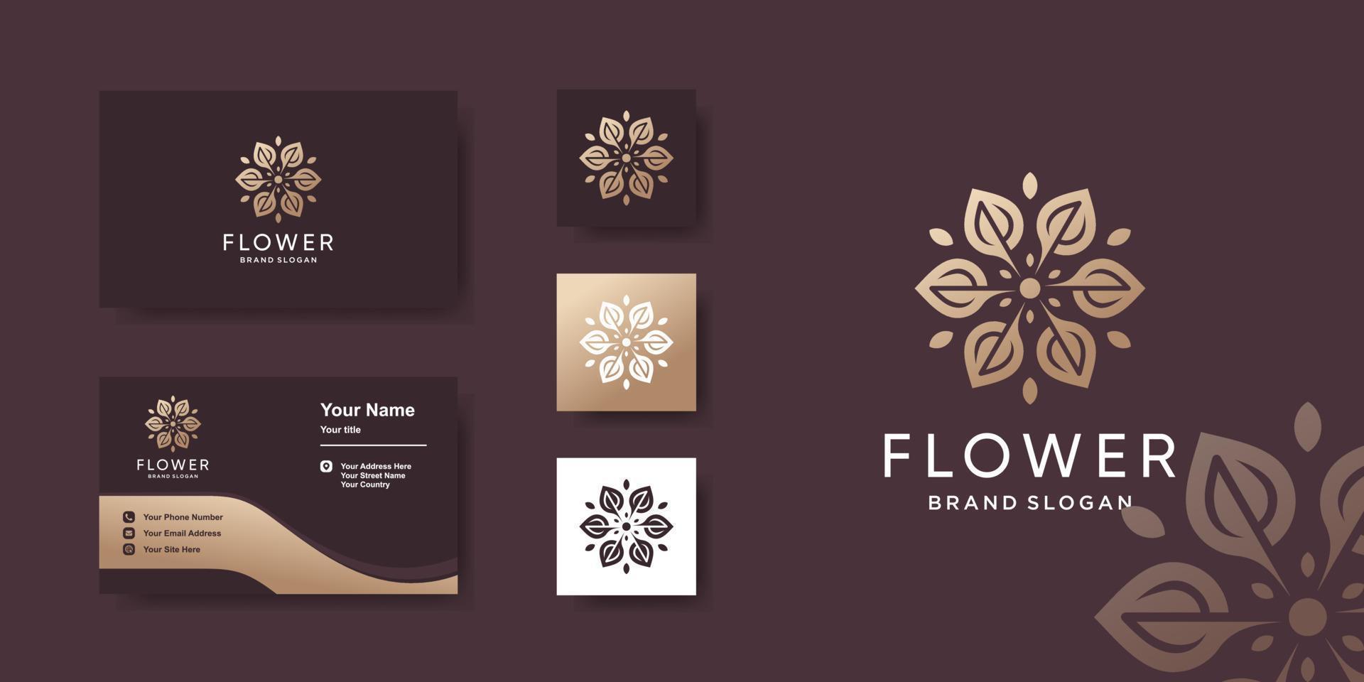 plantilla de logotipo de flor con vector premium de diseño de tarjeta de visita