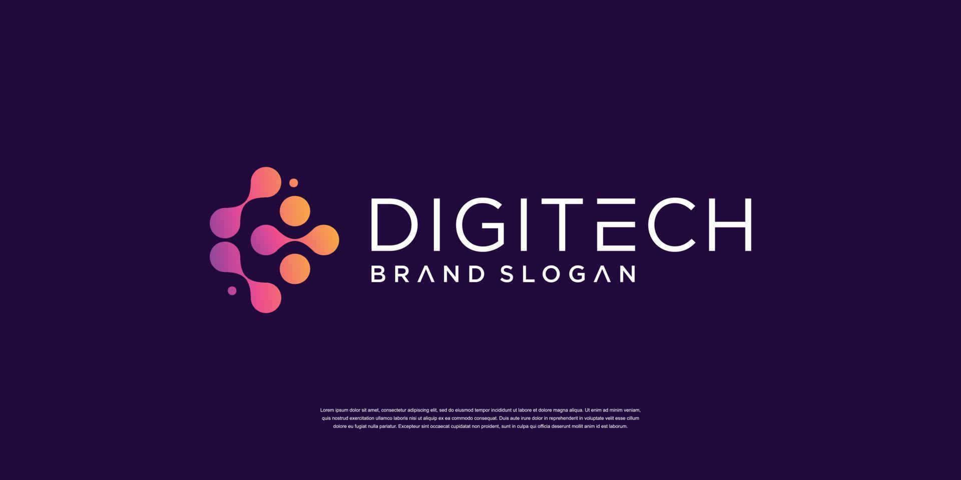 Digital technology logo with molecule concept Premium Vector