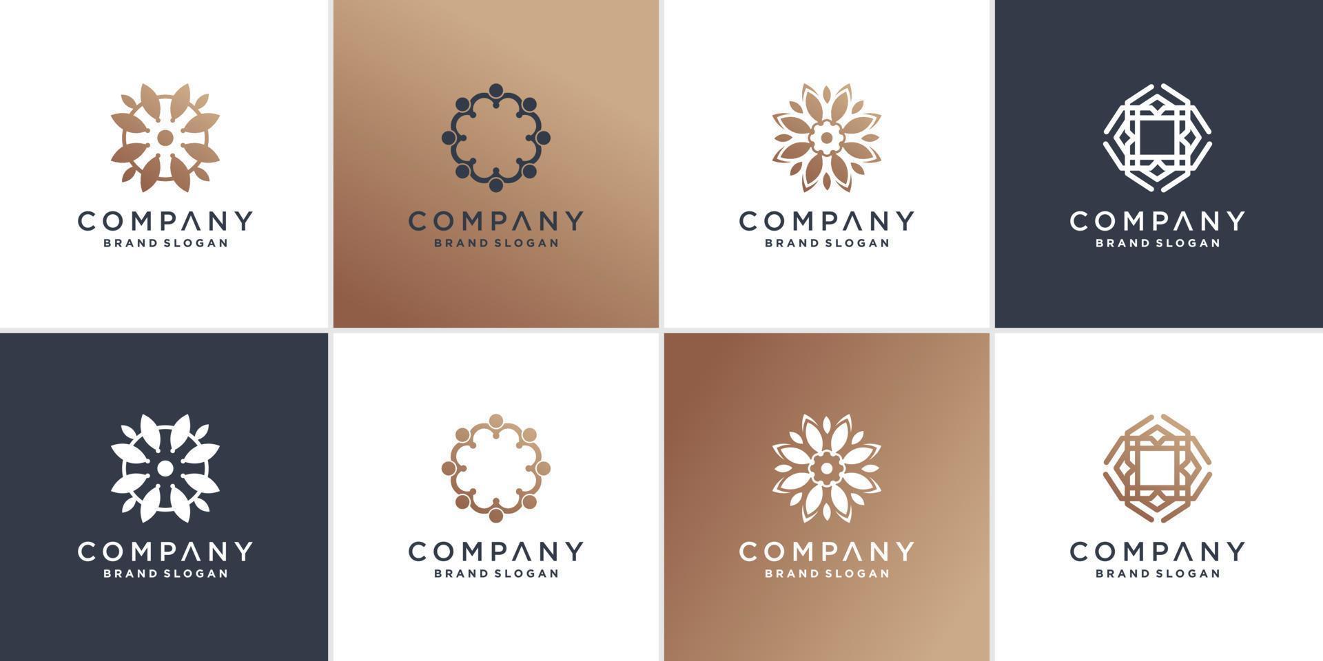 Set of abstract flower logo template Premium Vector