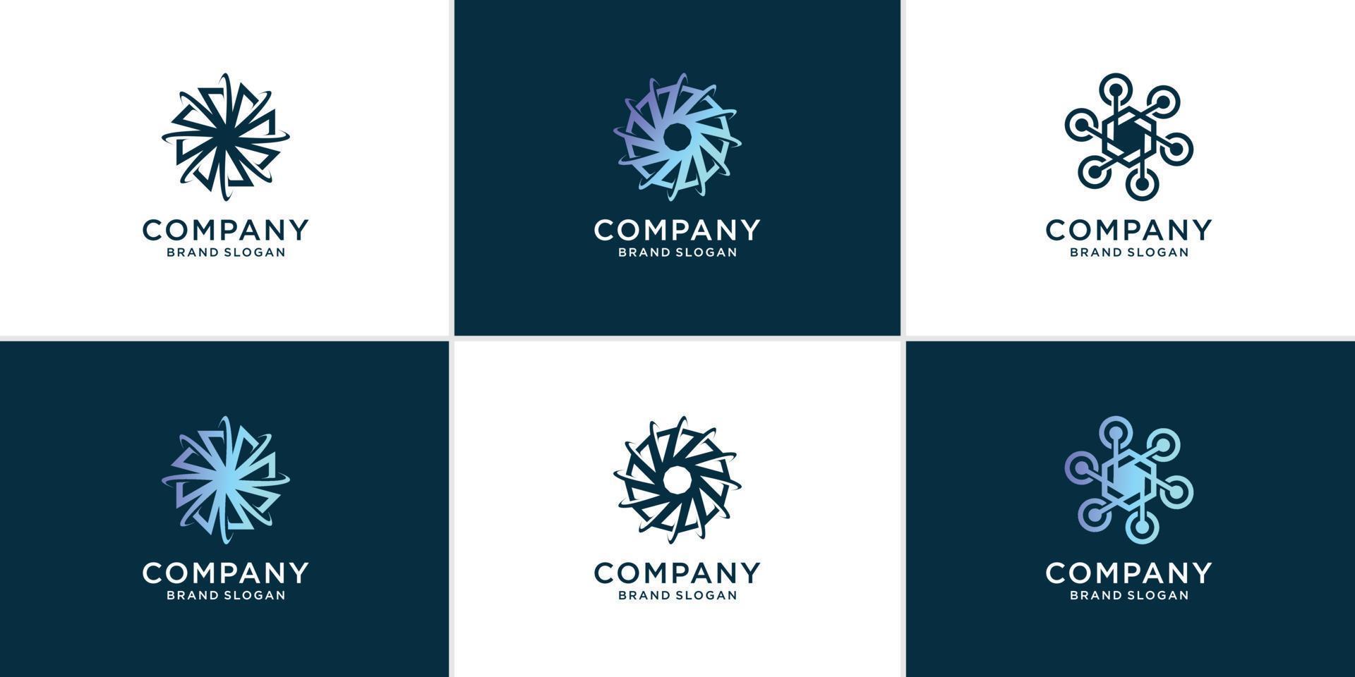 Set of technology logo abstract with modern style Premium Vector