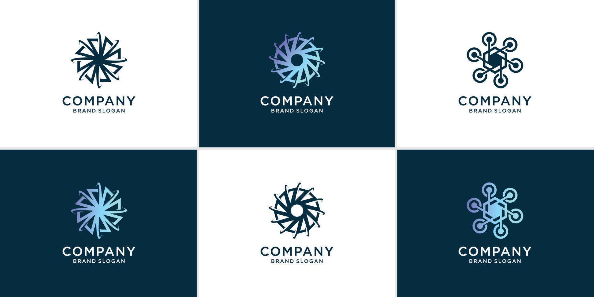 conjunto de resumen de logotipo de tecnología con vector premium de estilo moderno