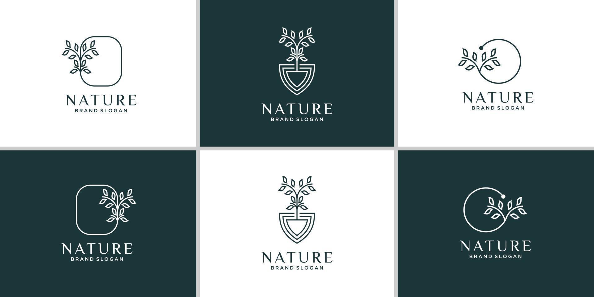 Nature logo collection with abstract style for business and spa Premium Vector