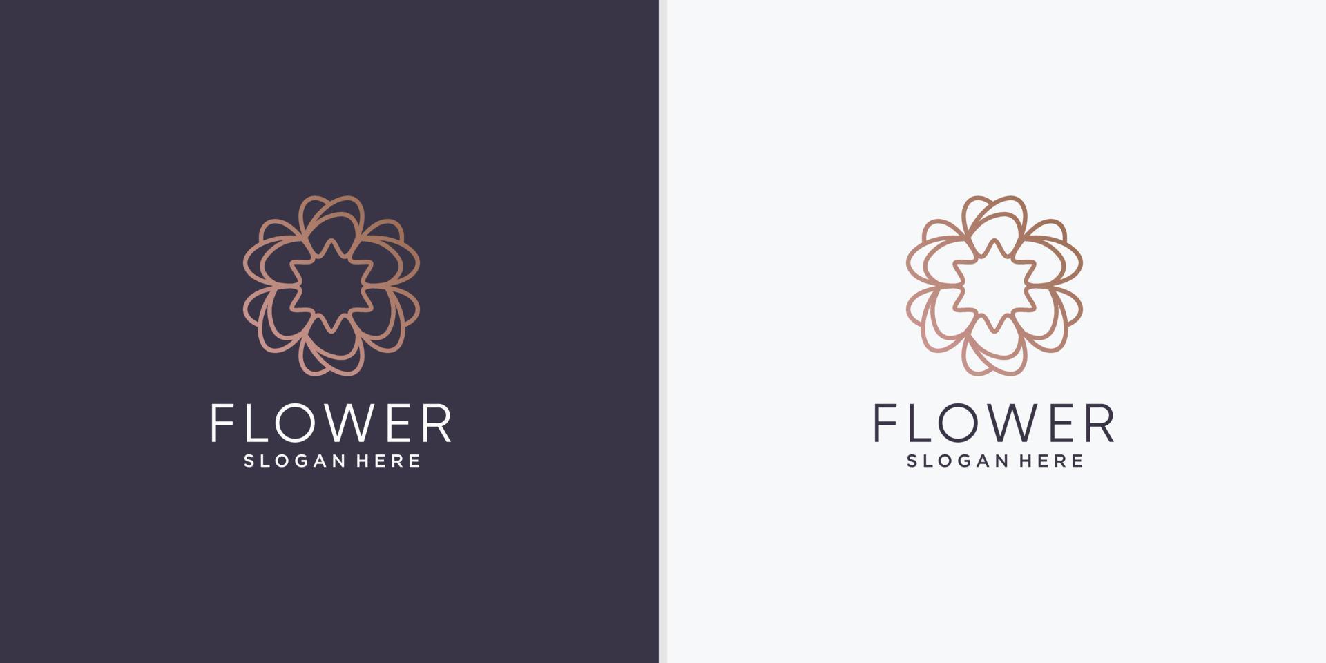 logotipo de flor abstracta de belleza con vector de estilo de arte de línea creativa parte 4