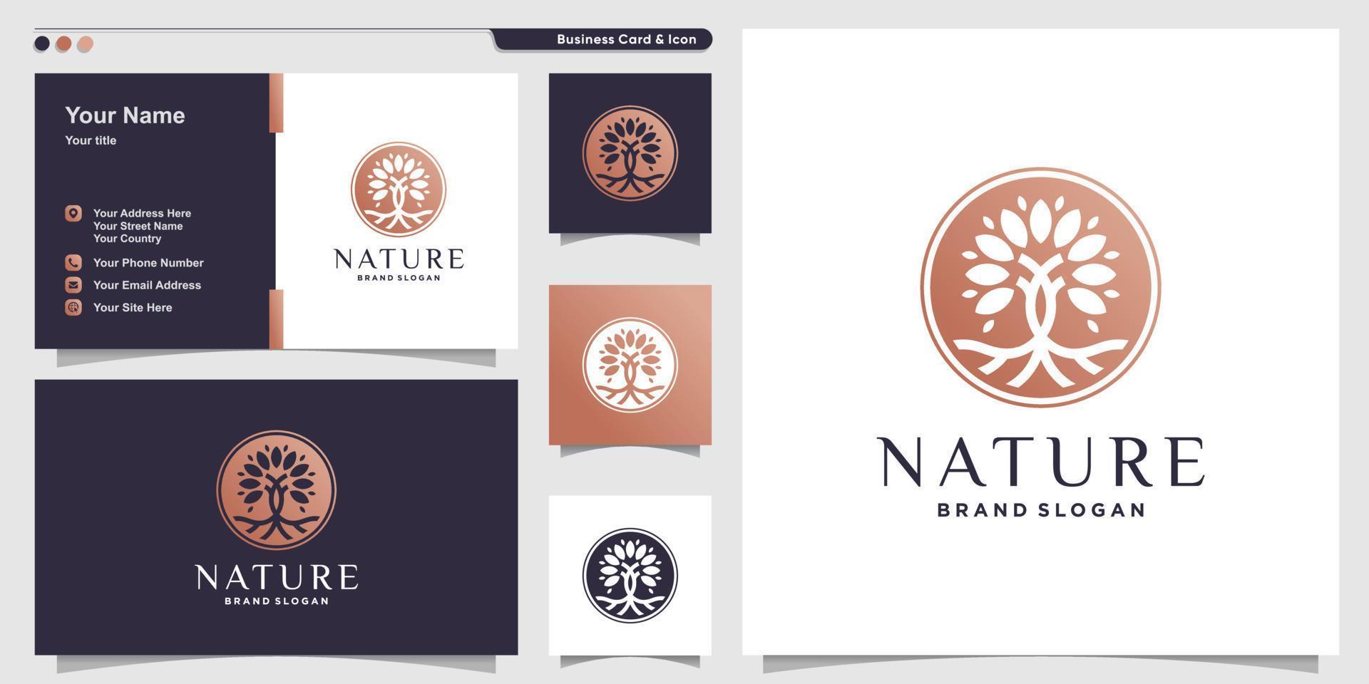 Tree logo template with simple creative concept Premium Vector