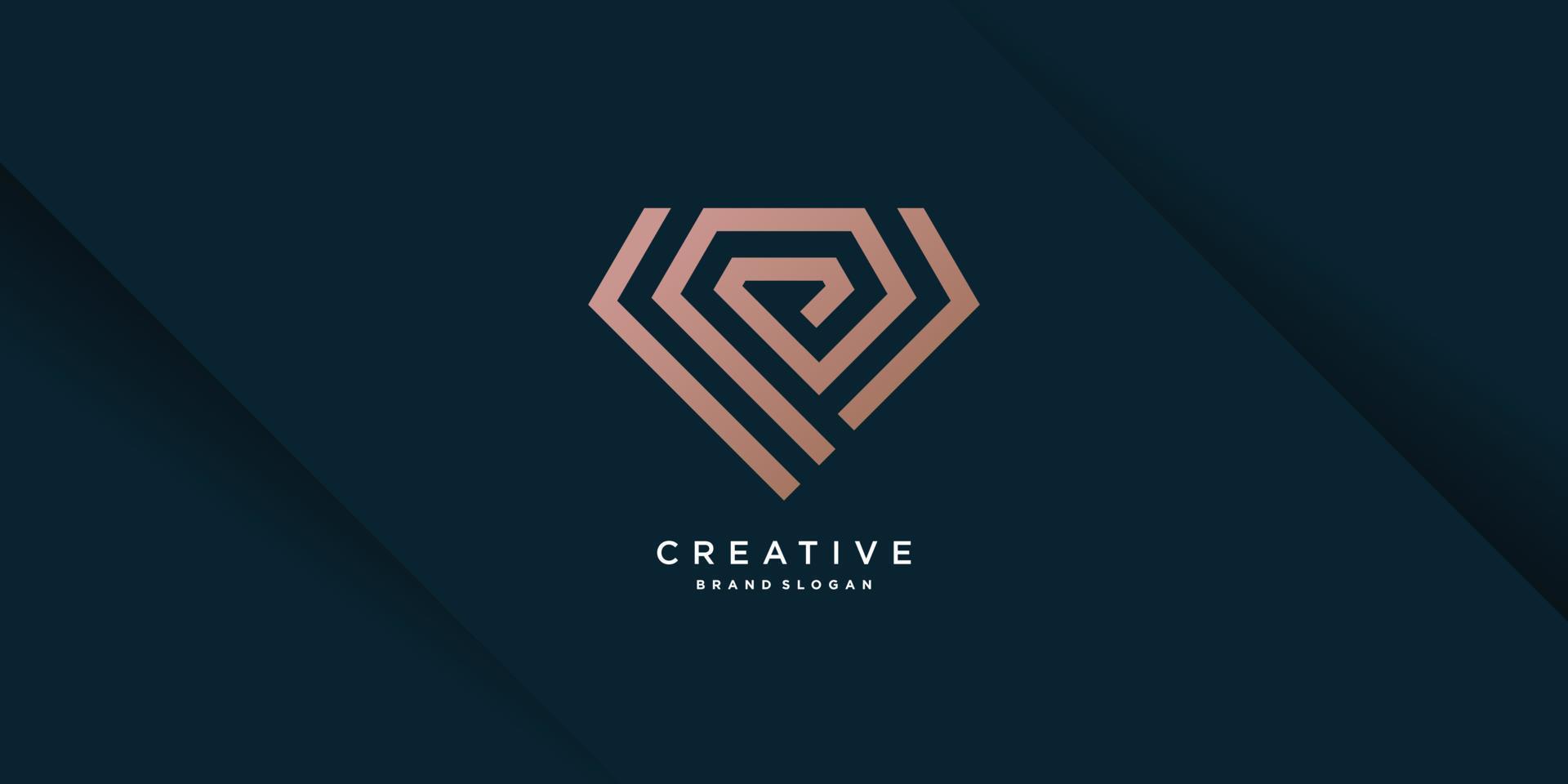 plantilla de logotipo de diamante con concepto de línea creativa premium vector parte 8