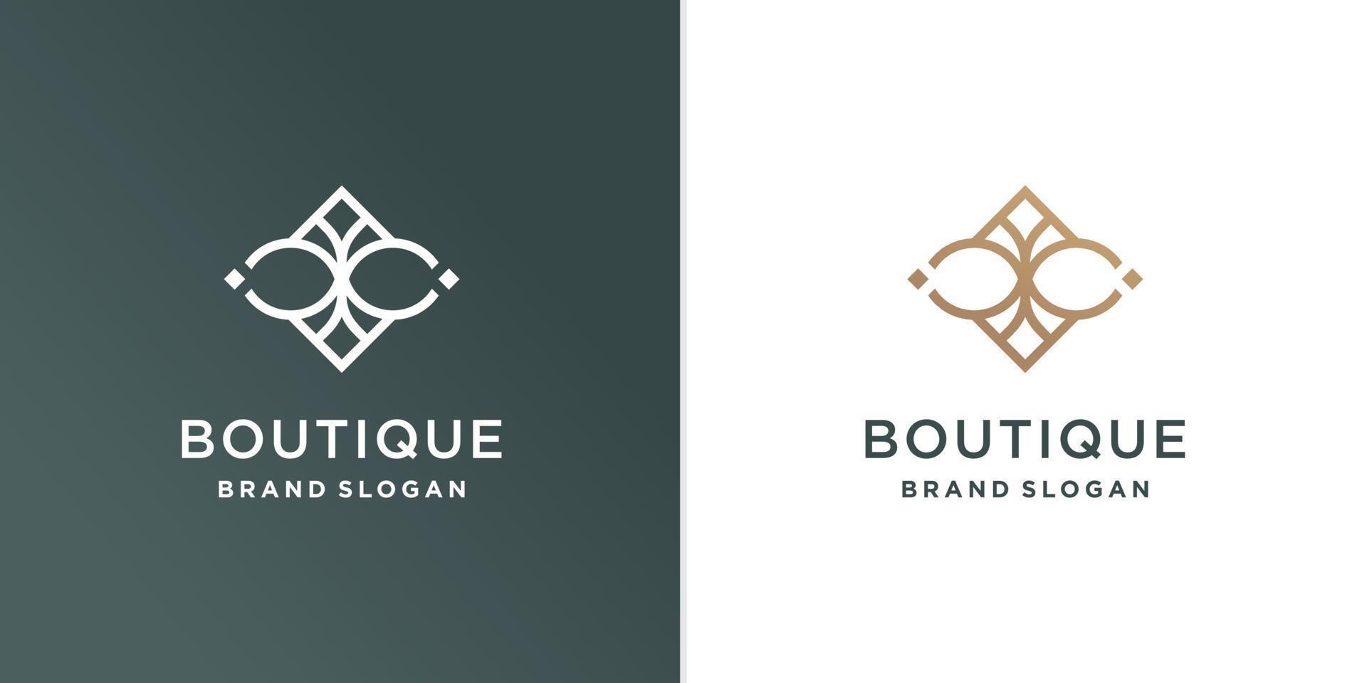 plantilla de logotipo boutique con concepto de línea de belleza vector premium parte 1