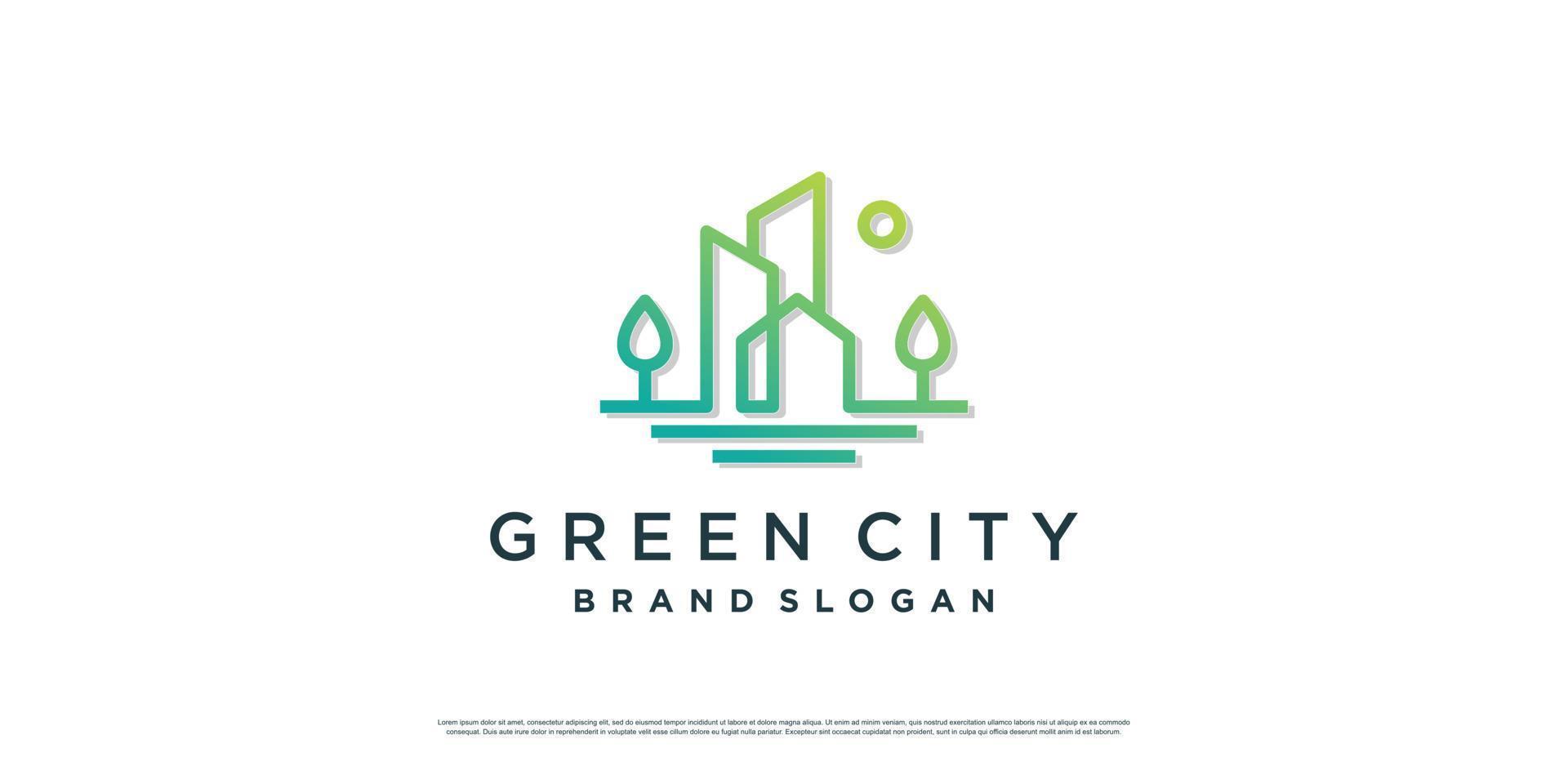 Green city logo template with modern concept design Premium Vector