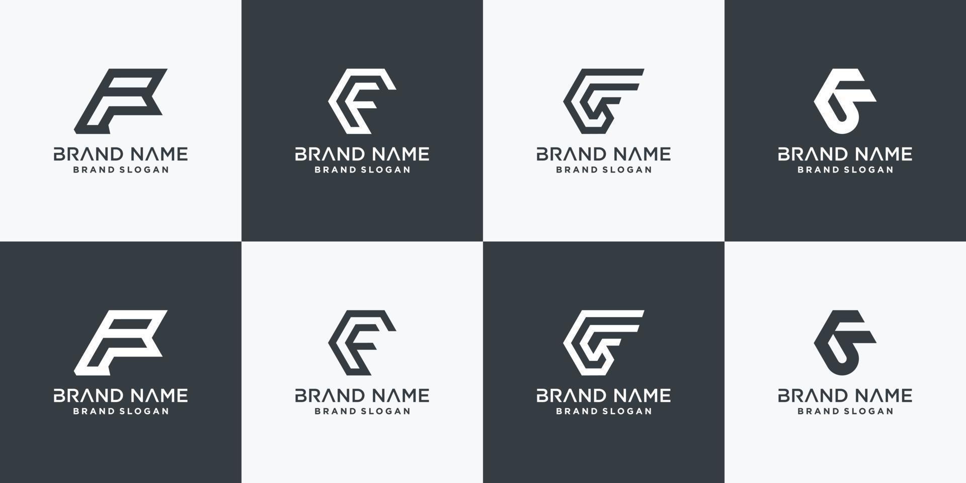 Set of F logo collection for initial company or person Premium Vector
