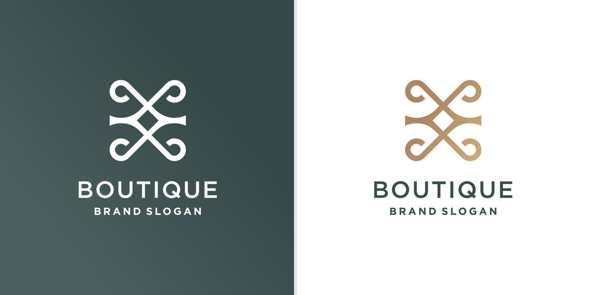 plantilla de logotipo boutique con concepto de línea de belleza vector premium parte 3