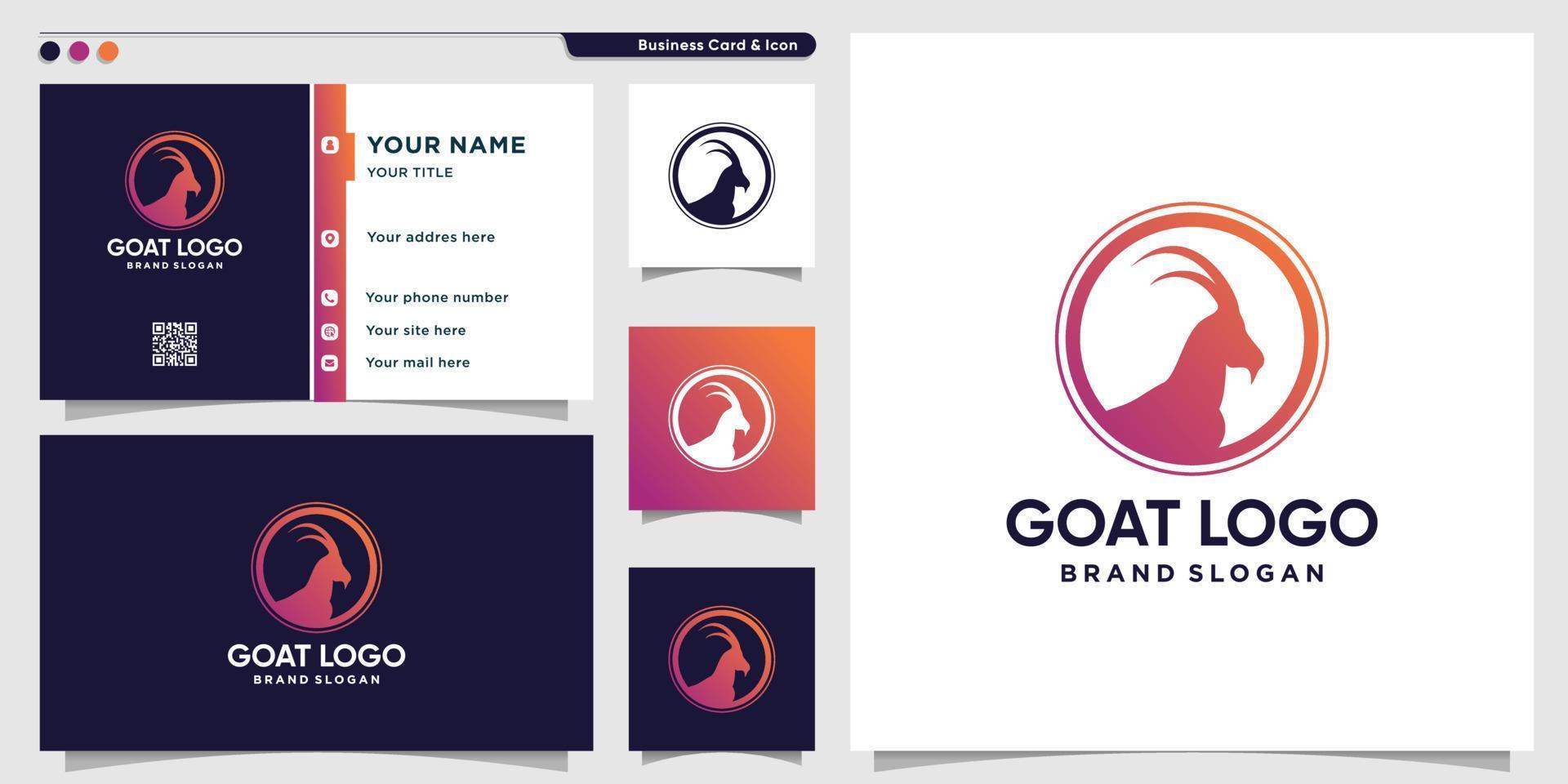 Goat logo template with modern gradient style Premium Vector