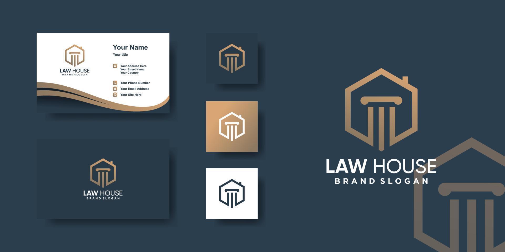 Law house logo template with unique concept Premium Vector