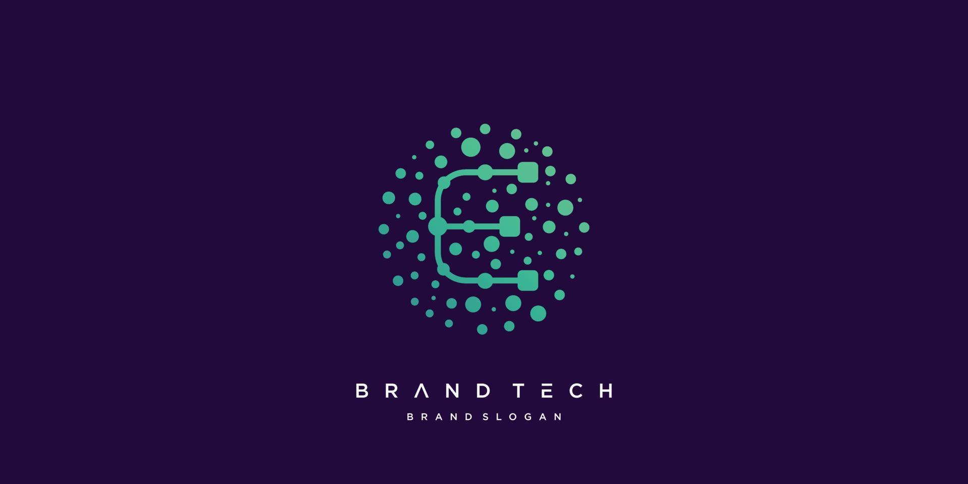 logotipo de tecnología e con vector de estilo de molécula creativa parte 3