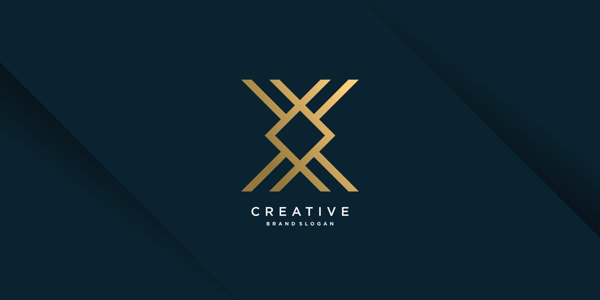 plantilla de diseño de logotipo de letra x con concepto de arte de línea dorada premium vector parte 6