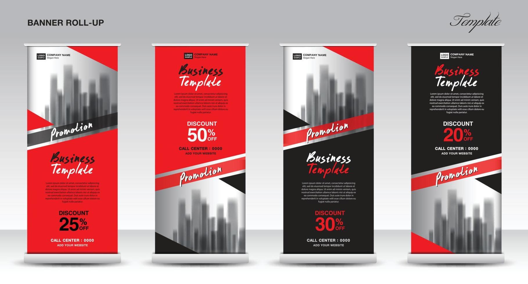 Roll up banner stand template design, Promotion Banner template, x-banner, pull up, Advertisement, creative concept, Presentation, red and black background, poster, events, display, j-flag, vector