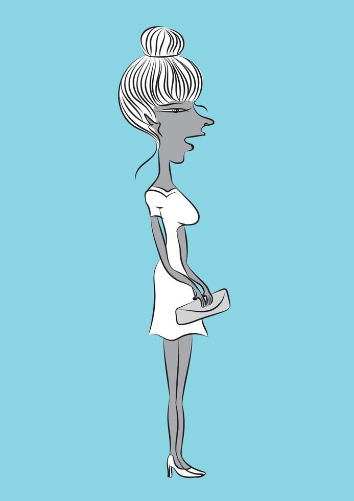 Beautiful women in white dresses that look sexy. Girl cartoon vector illustration. Model, fashion, lady, Female