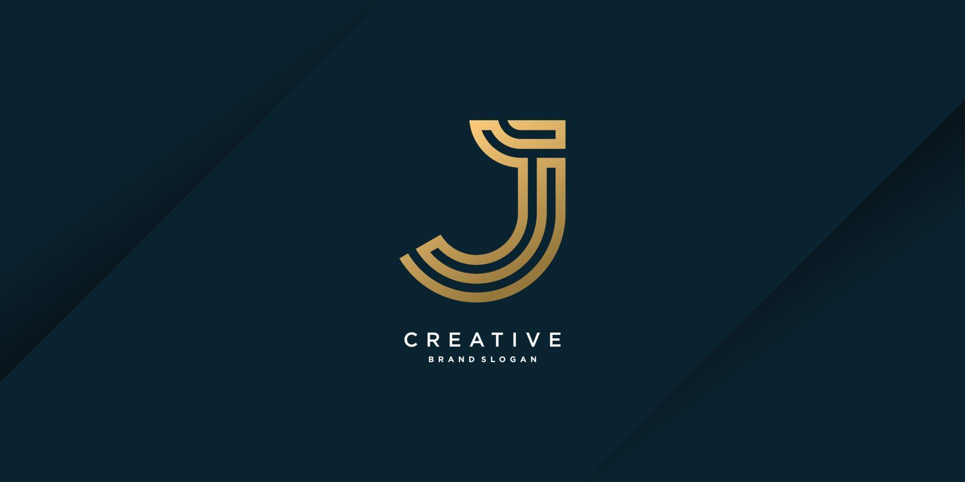 Golden J letter logo template with creative concept and modern unique style part 3 vector