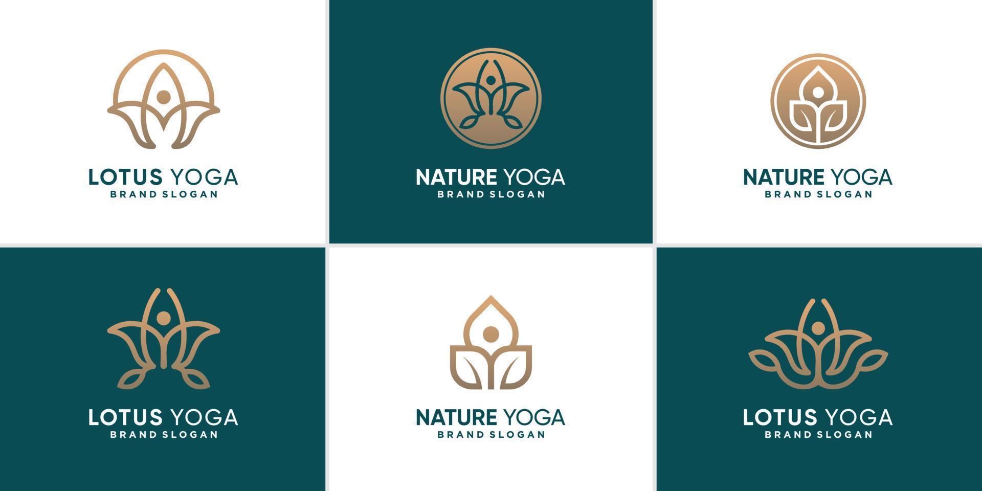 Nature yoga logo collection with unique concept Premium Vector