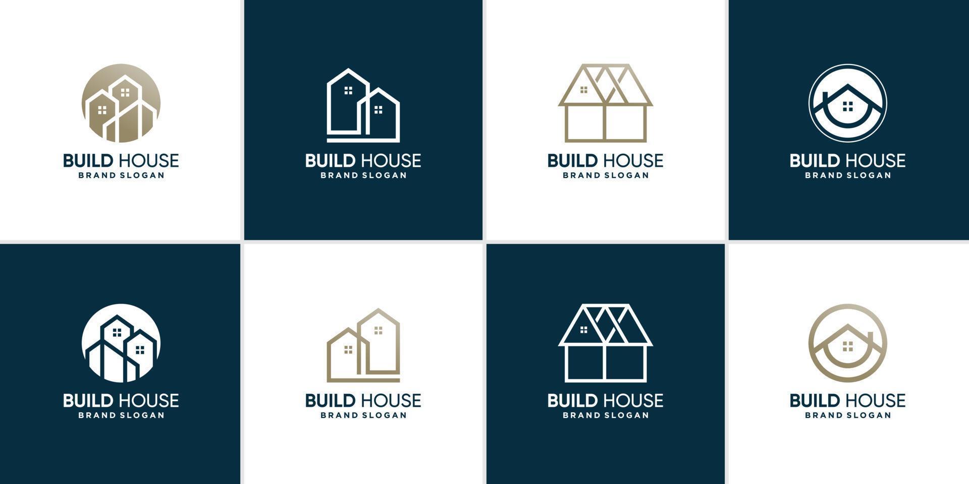 conjunto de colección de logotipos de la casa con vector premium de concepto moderno