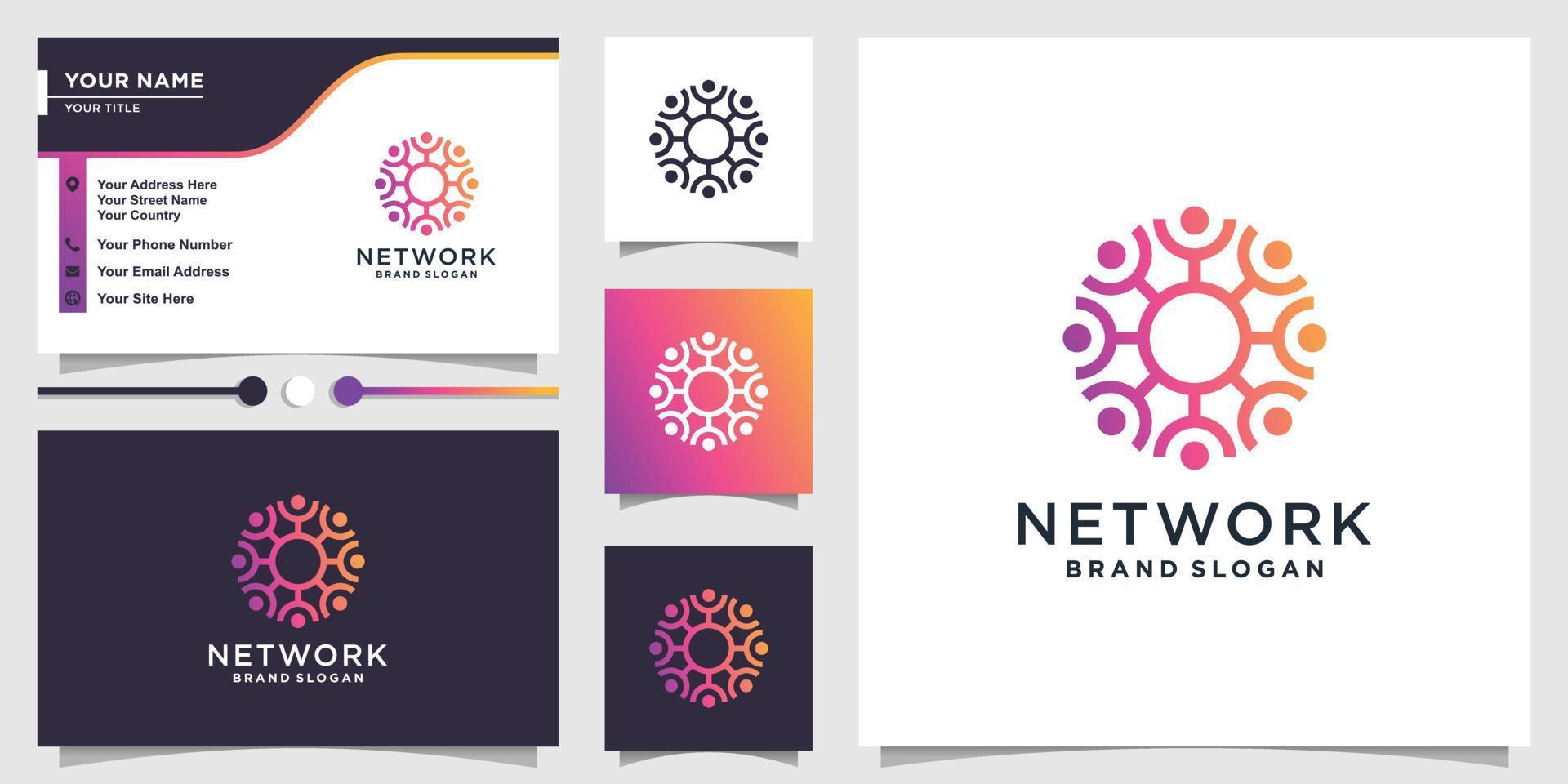 logotipo de personas abstractas con vector premium de concepto de comunidad de red