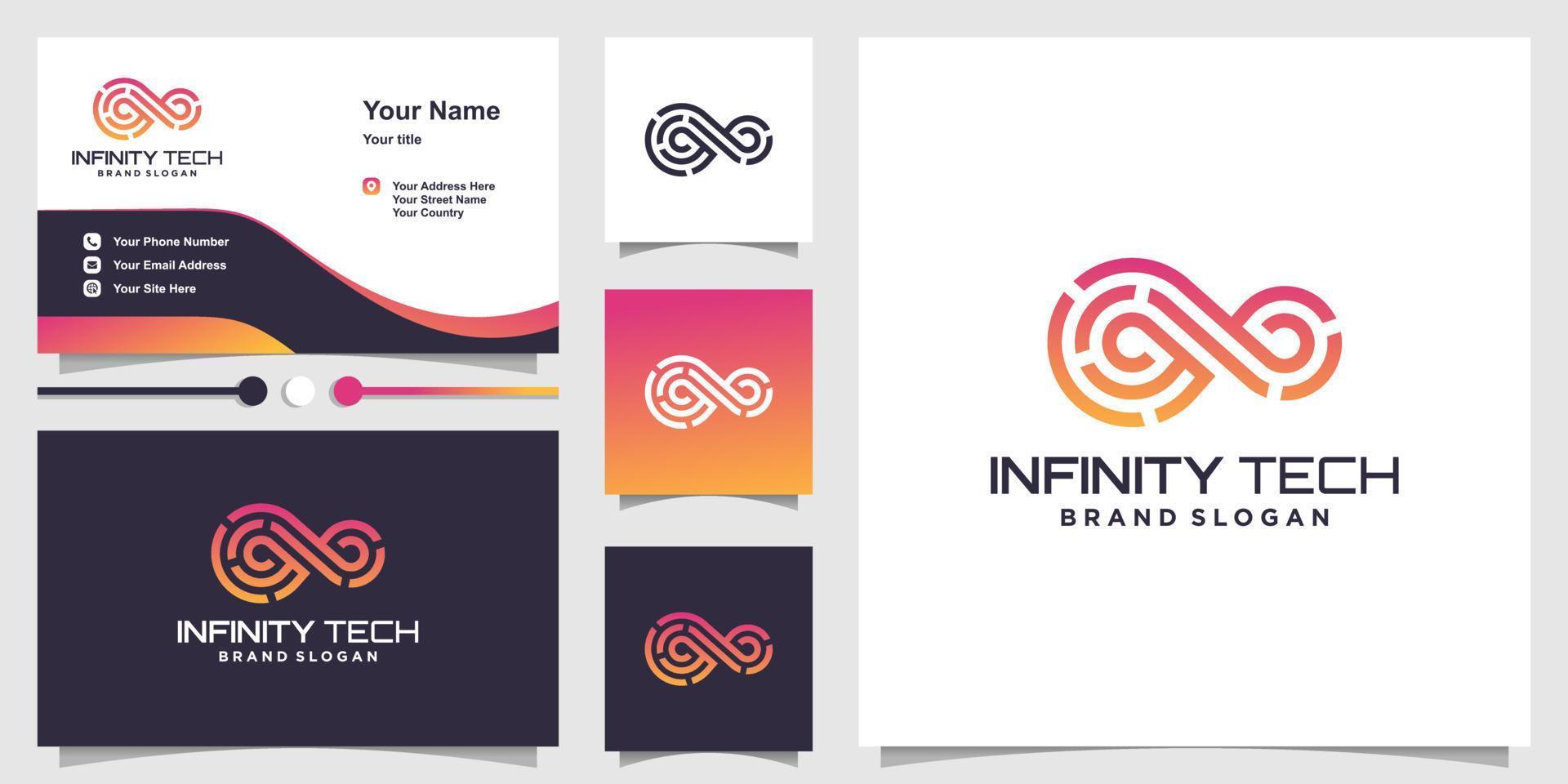 Infinity technology logo with modern abstract concept Premium Vector