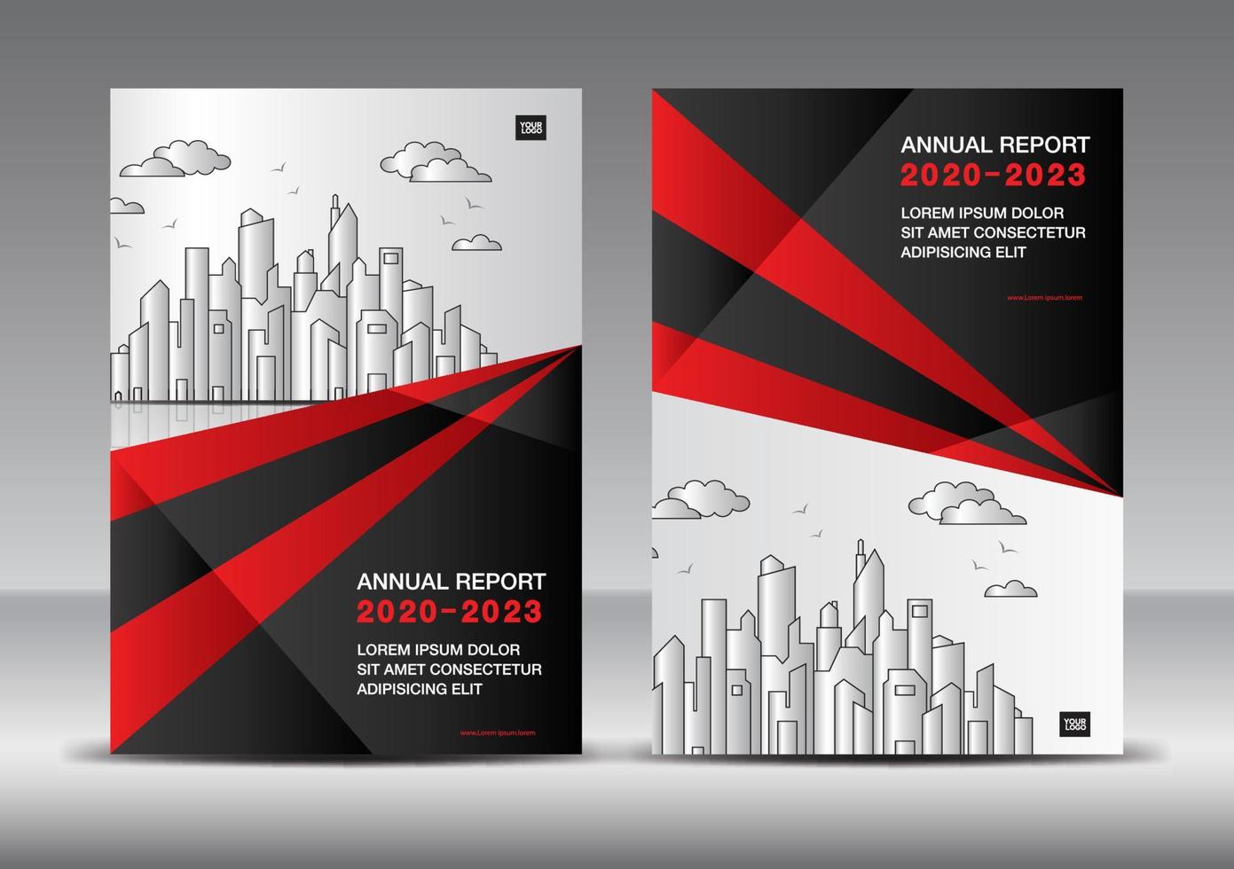Annual report cover design template vector Creative idea, Brochure cover template red and black background.