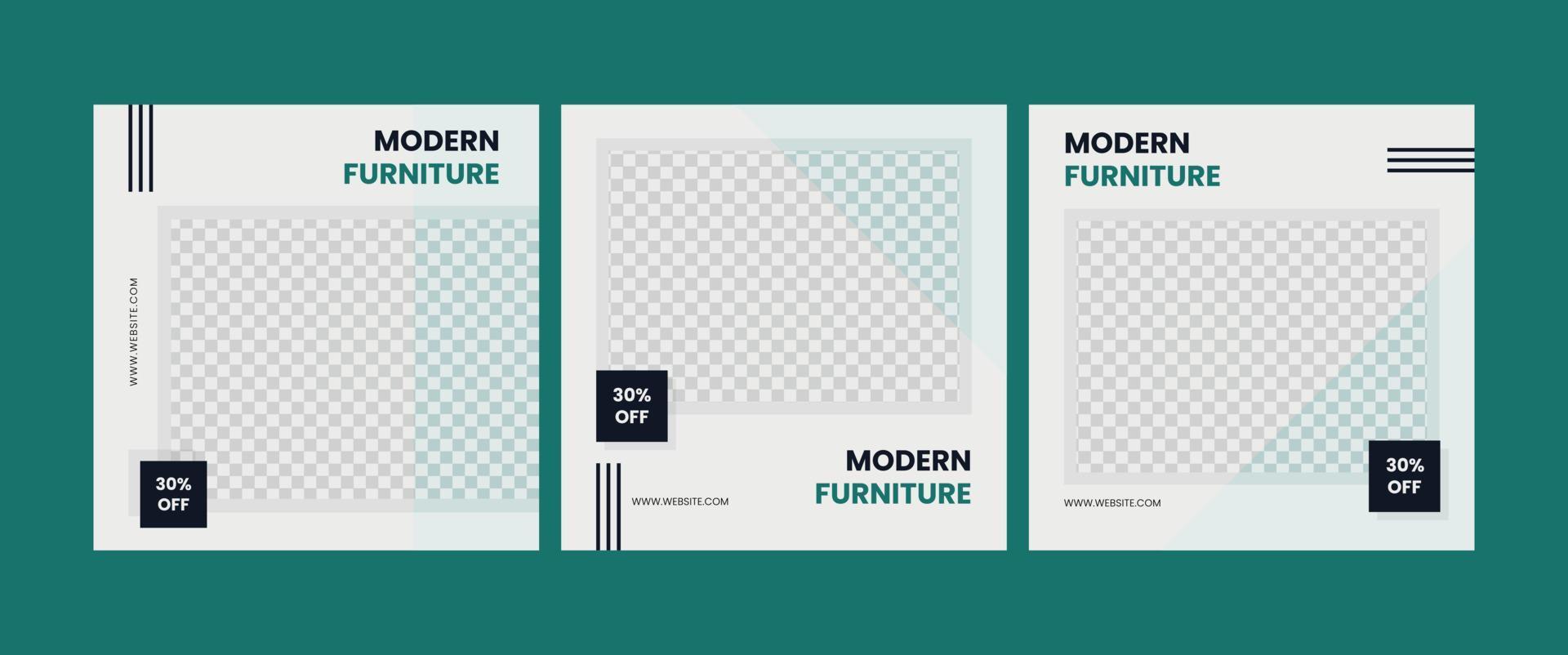 Set of Modern furniture sale social media post banner template vector