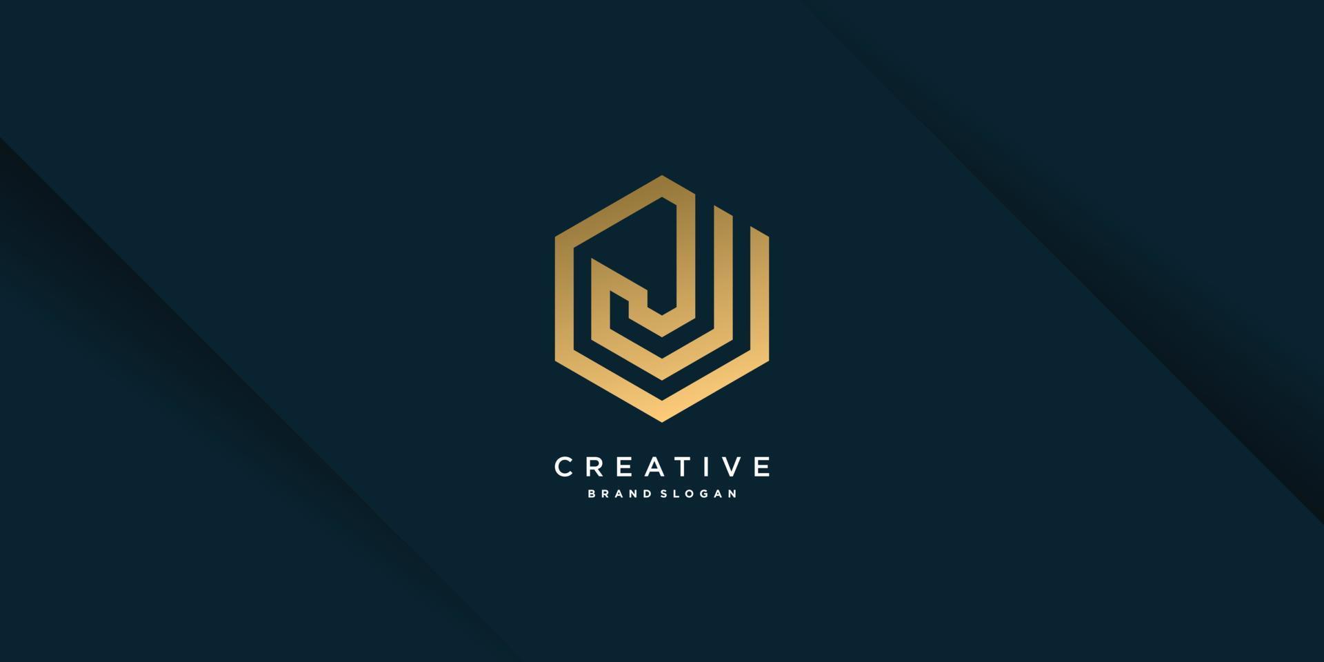 Golden J letter logo template with creative concept and modern unique style part 9 vector