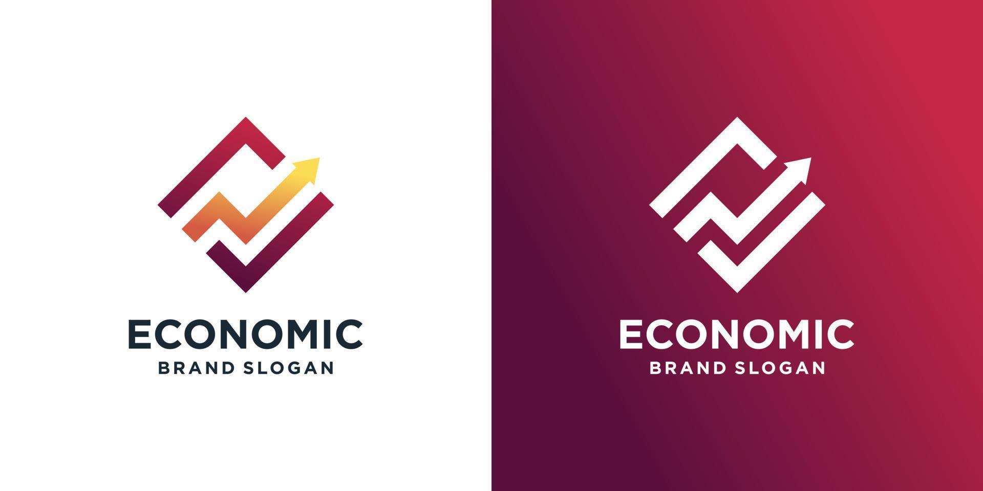 Economic logo template with modern abstract concept style Premium Vector