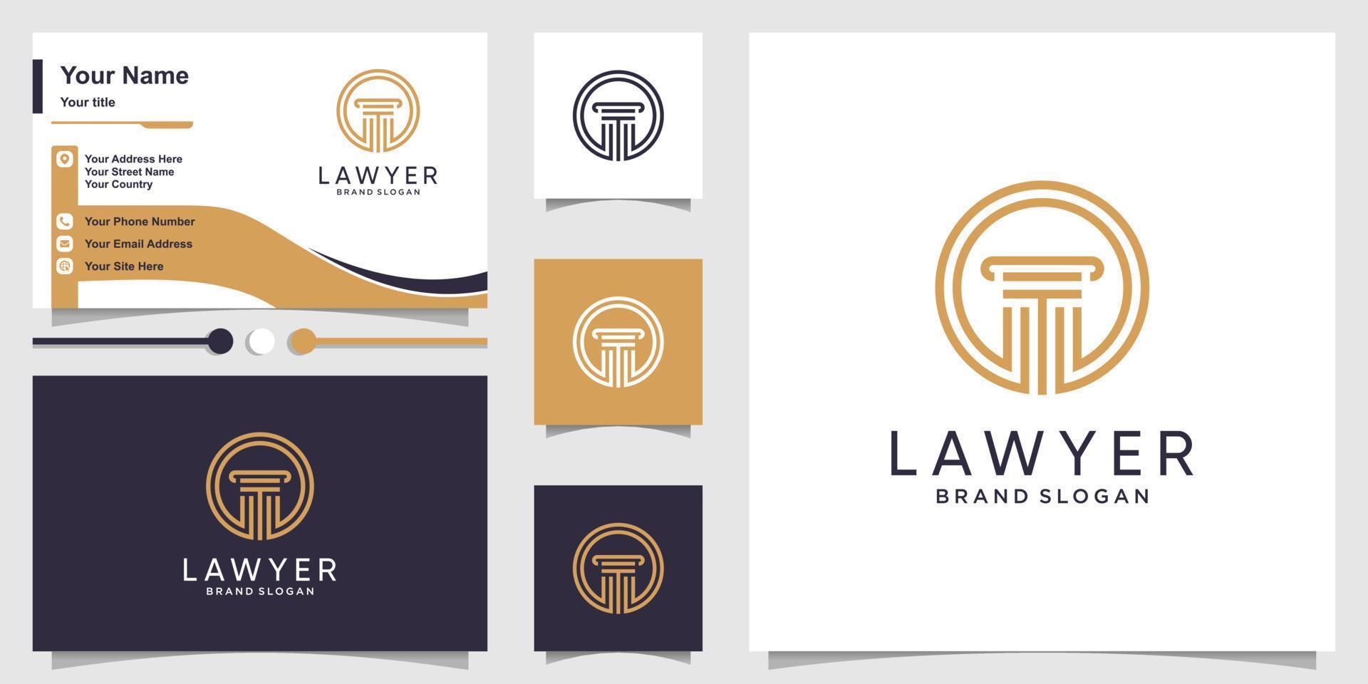 Lawyer logo abstract with creative concept and business card design Premium Vector