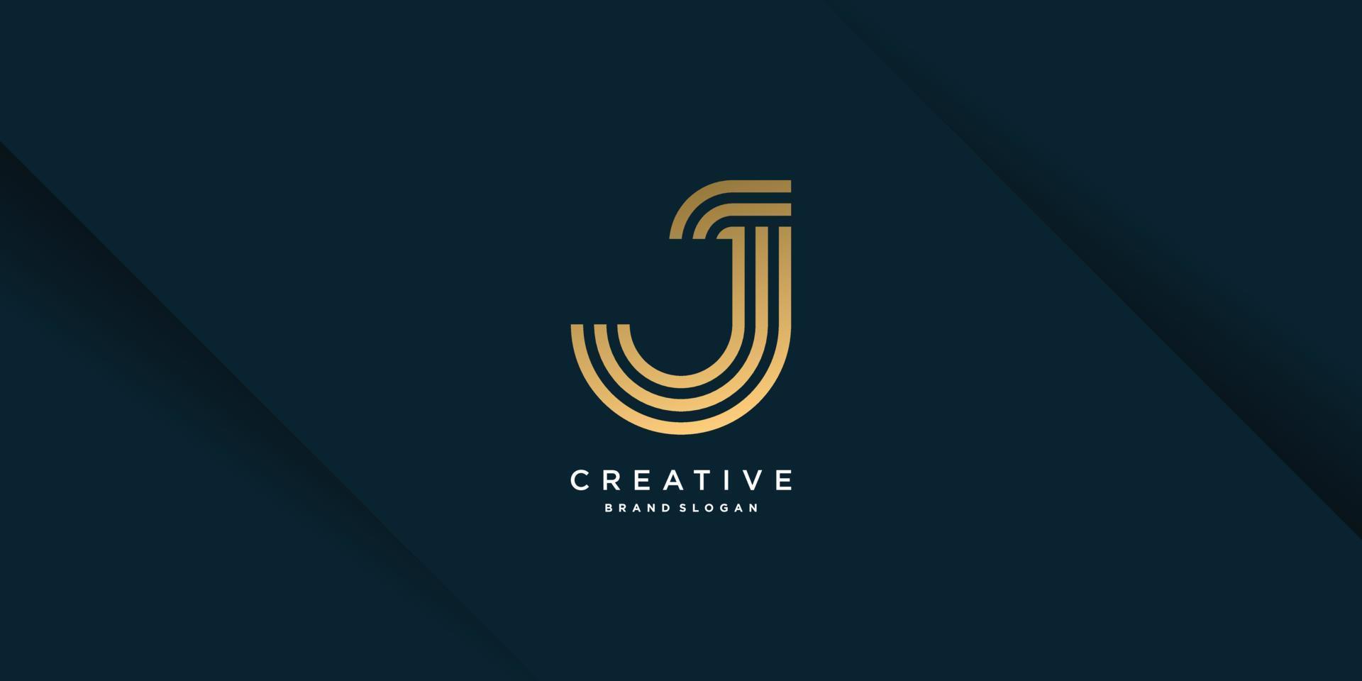 Golden J letter logo template with creative concept and modern unique style part 10 vector