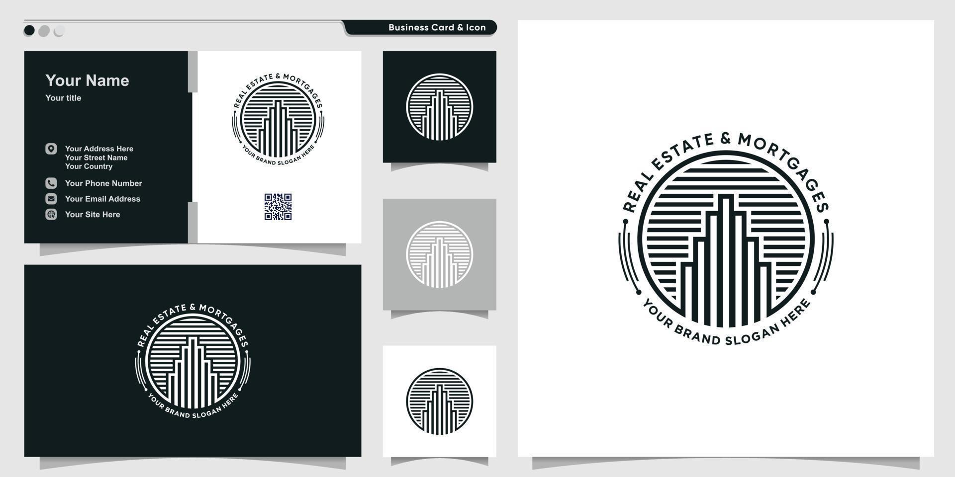 Real estate logo template with creative abstract concept Premium Vector