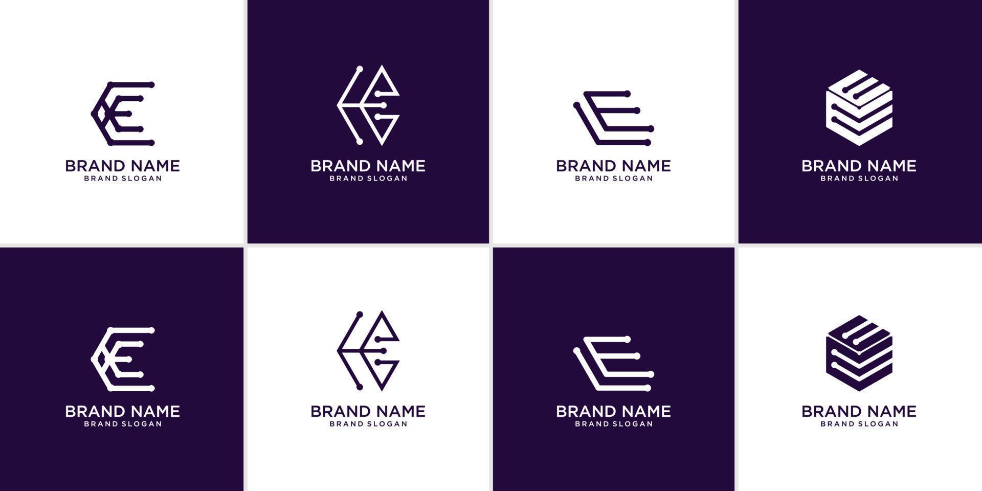 vector premium de colección de logotipo de letra e creativa