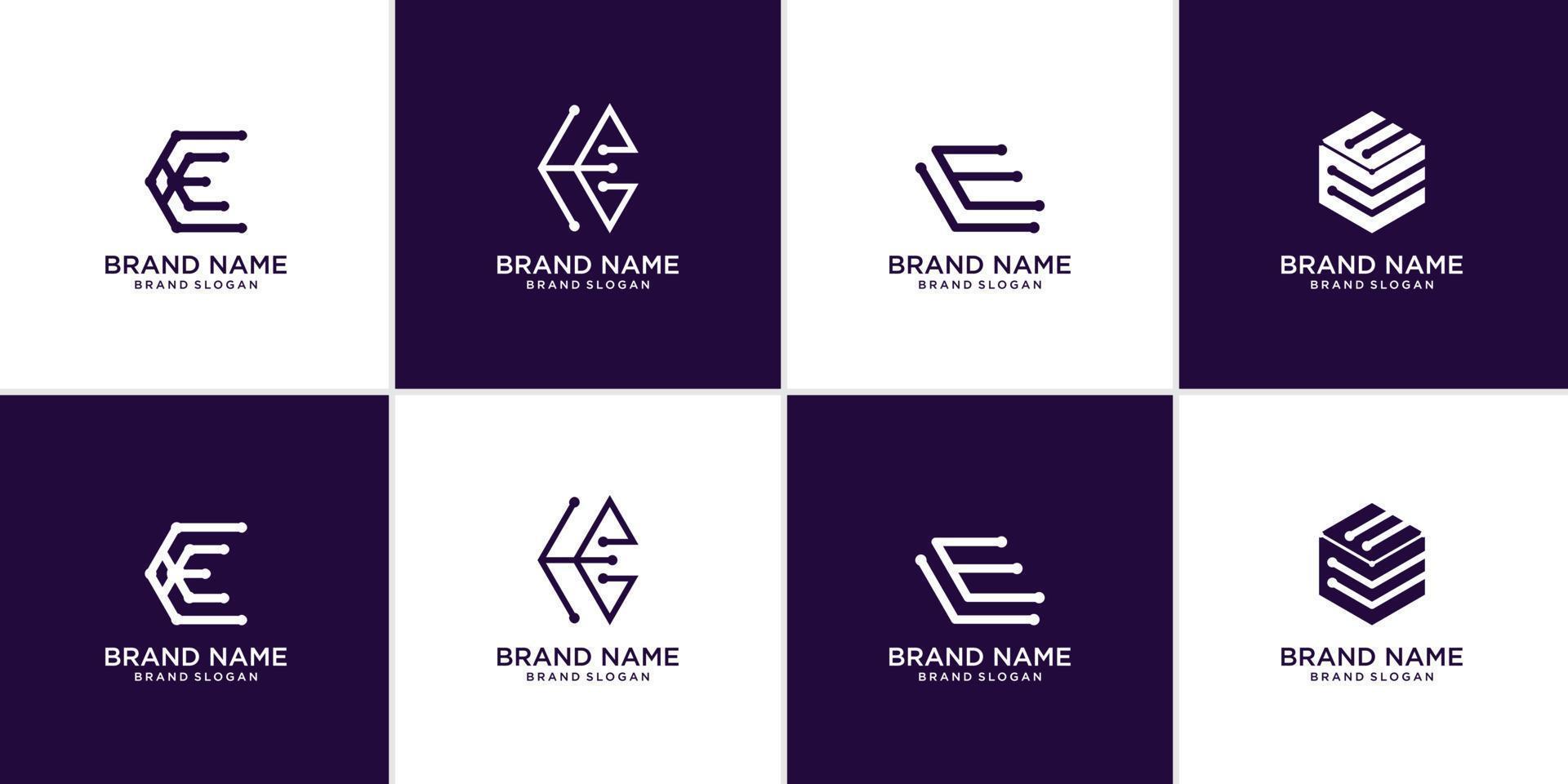 Creative letter E logo collection Premium Vector