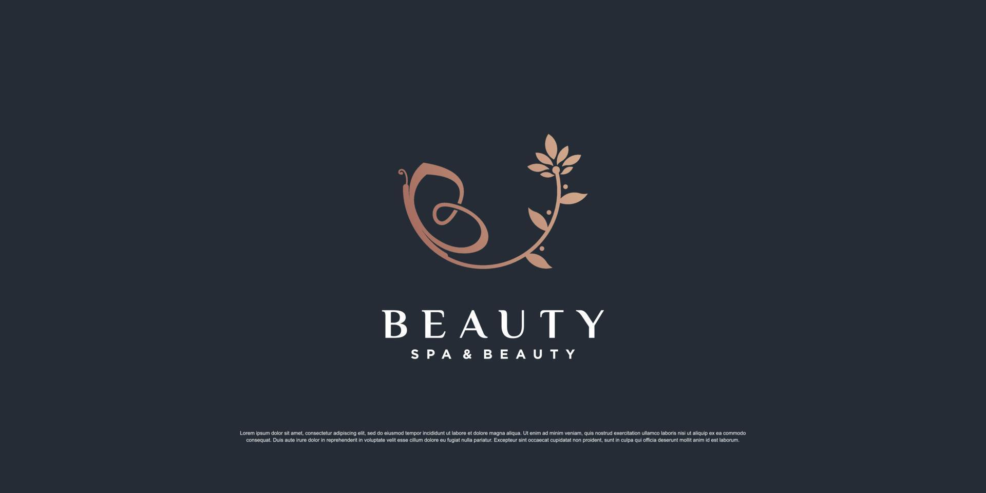 logotipo de belleza con vector premium de concepto creativo moderno