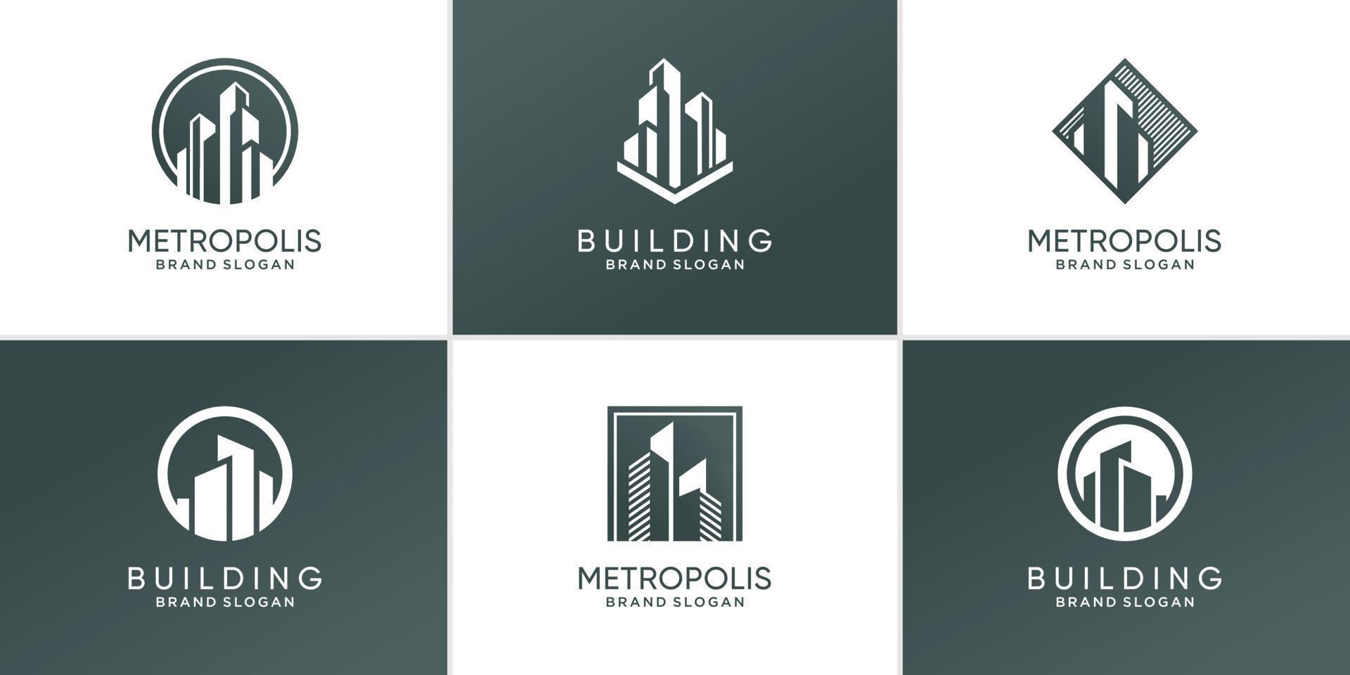 Building logo collection with modern unique concept Premium Vector