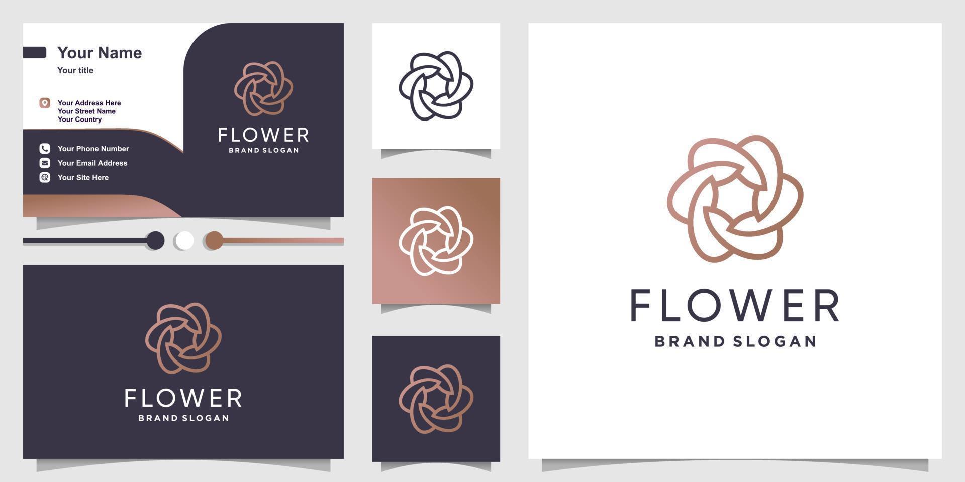 plantilla de logotipo de flor con vector premium de estilo de arte de línea minimalista moderno