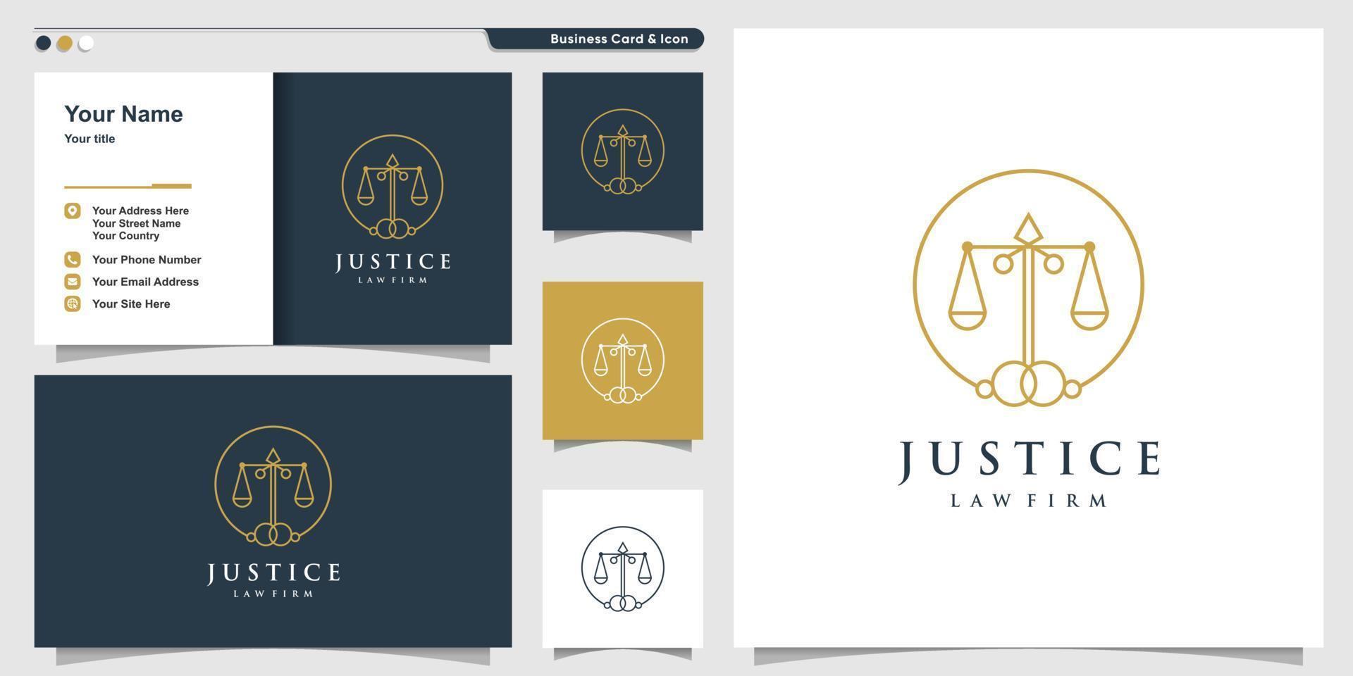 plantilla de logotipo de justicia con estilo de arte de línea para negocios, abogado, vector premium