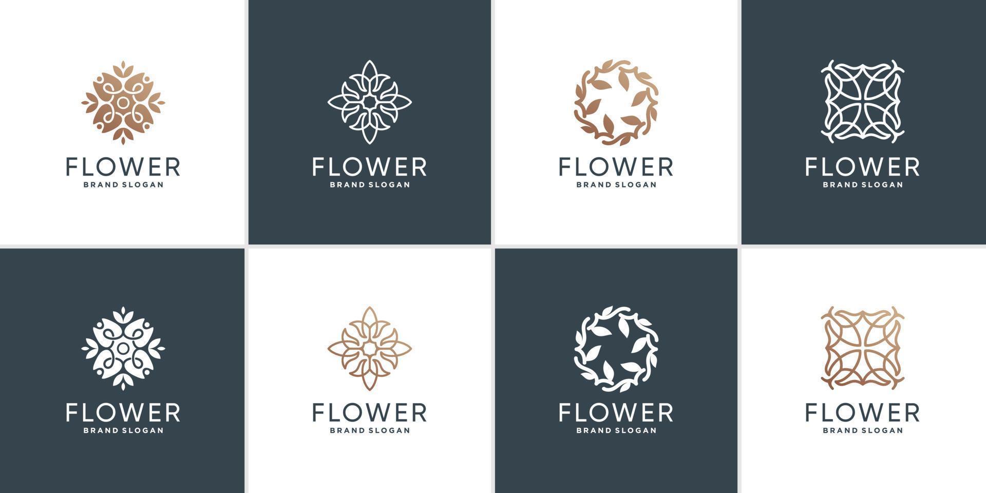 Set of flower logo template with creative style Premium Vector