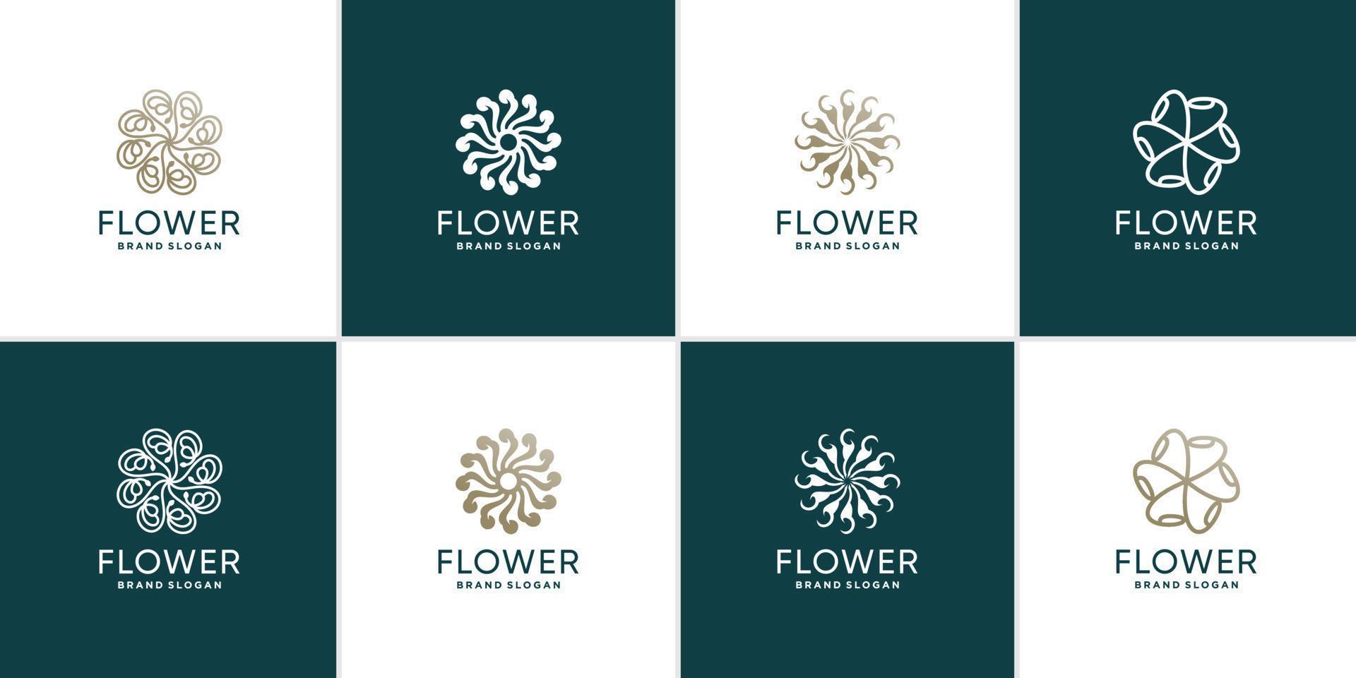 Flower logo collection with creative unique concept Premium Vector