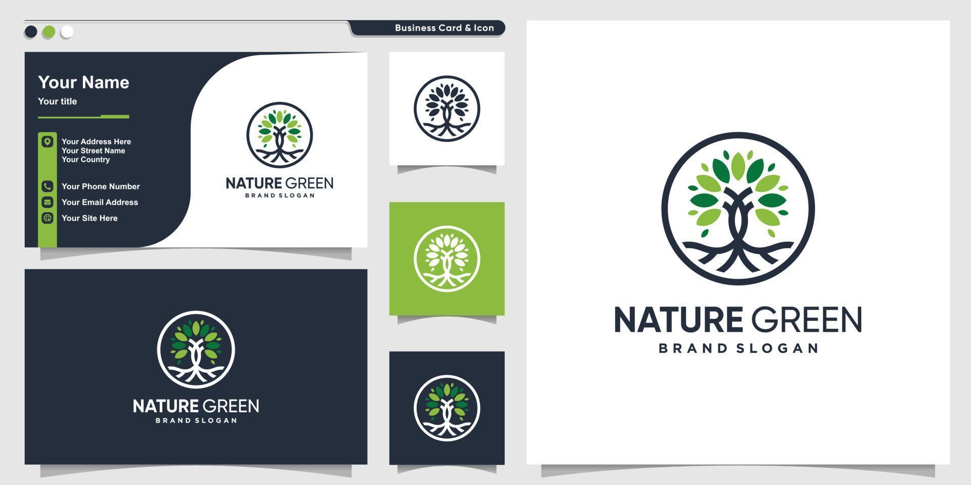 resumen de logotipo de naturaleza con vector premium de estilo moderno