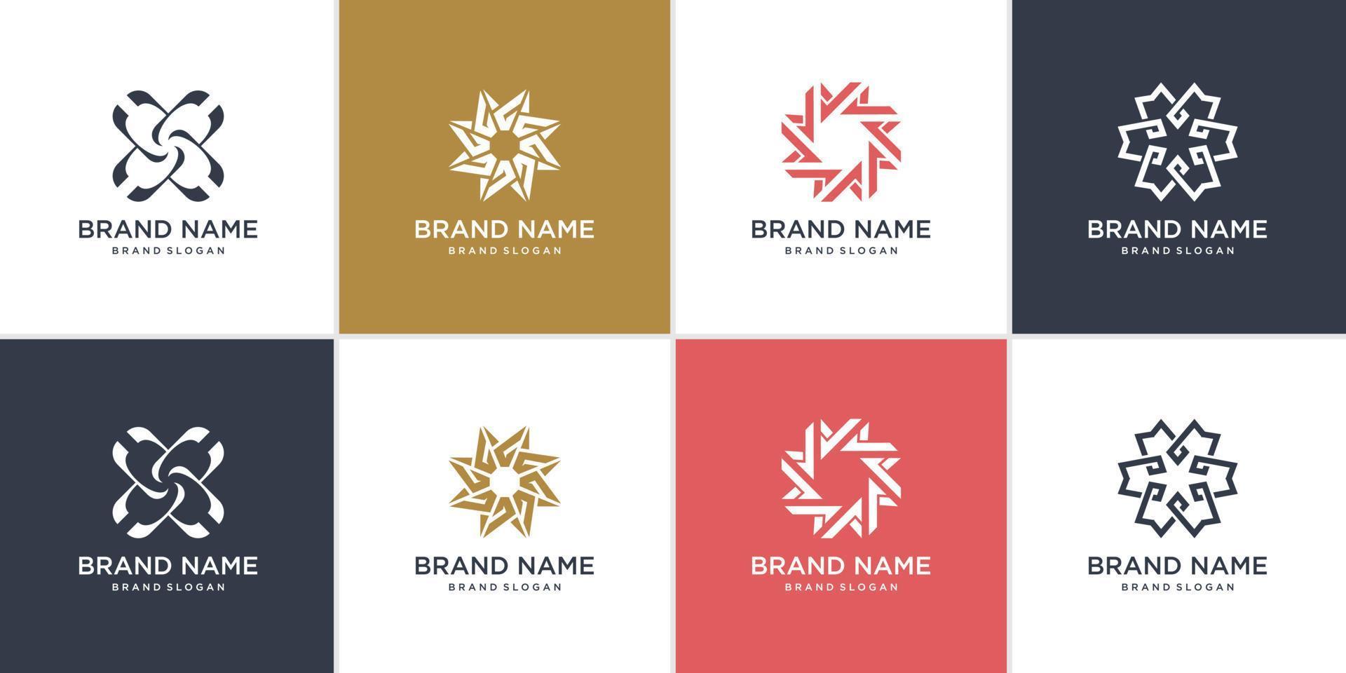 Set of abstract company logo with creative star concept Premium Vector