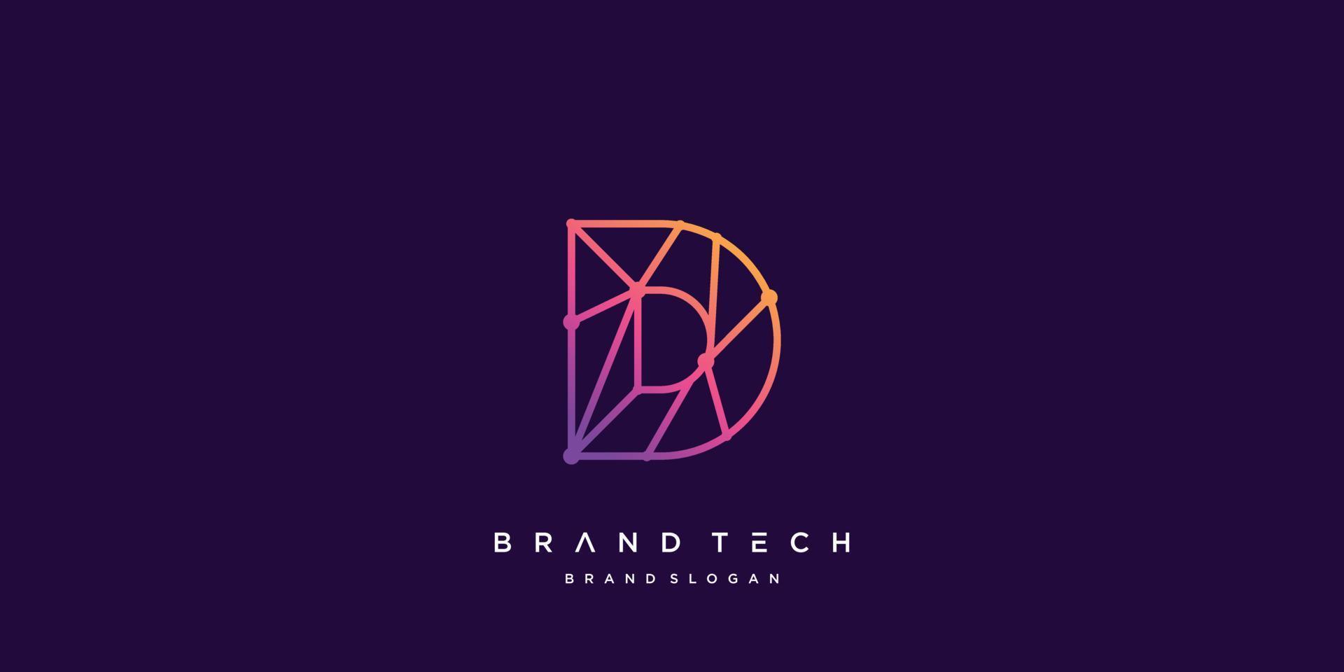 plantilla de logotipo de letra d para empresa de tecnología premium vector parte 7