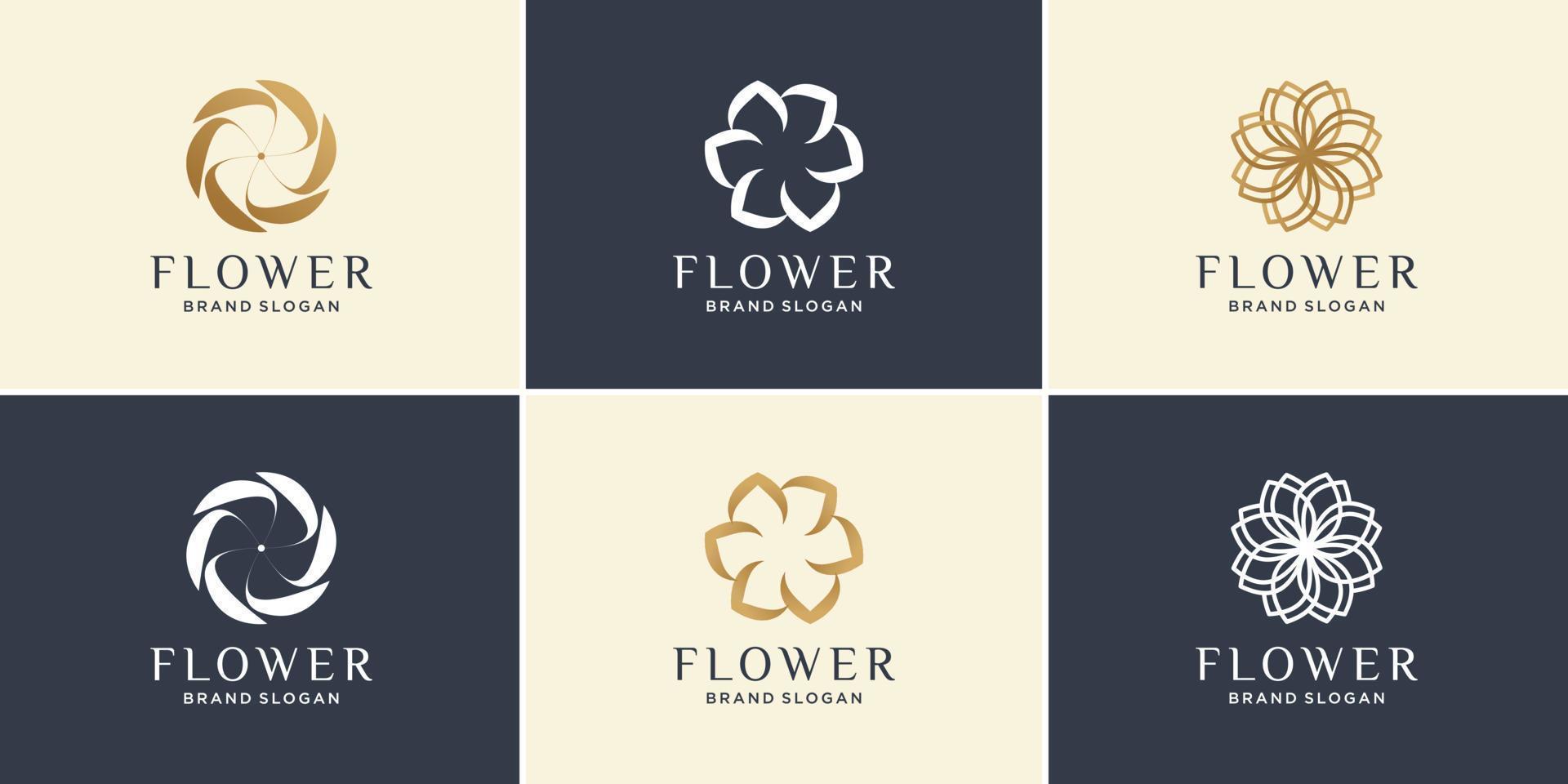 colección de logotipo de flor con vector premium de concepto abstracto minimalista moderno
