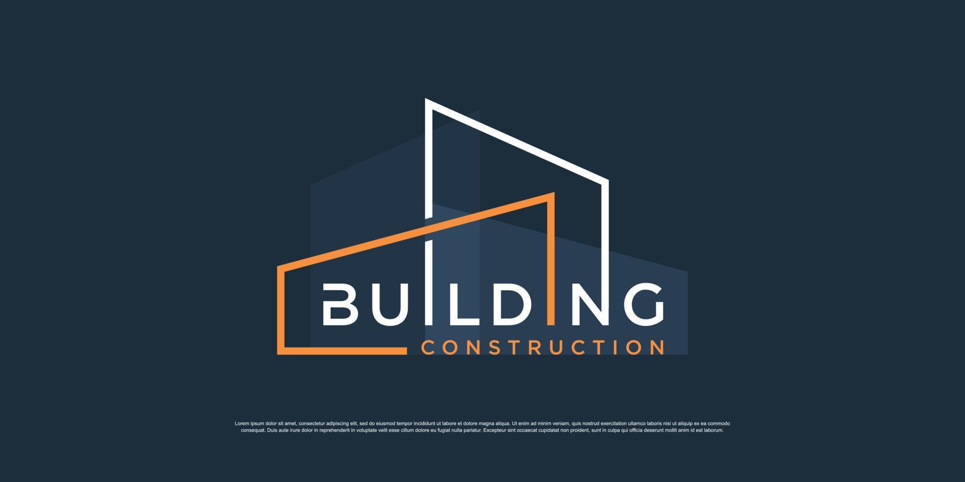 Building logo for construction company, printing with modern concept Premium Vector