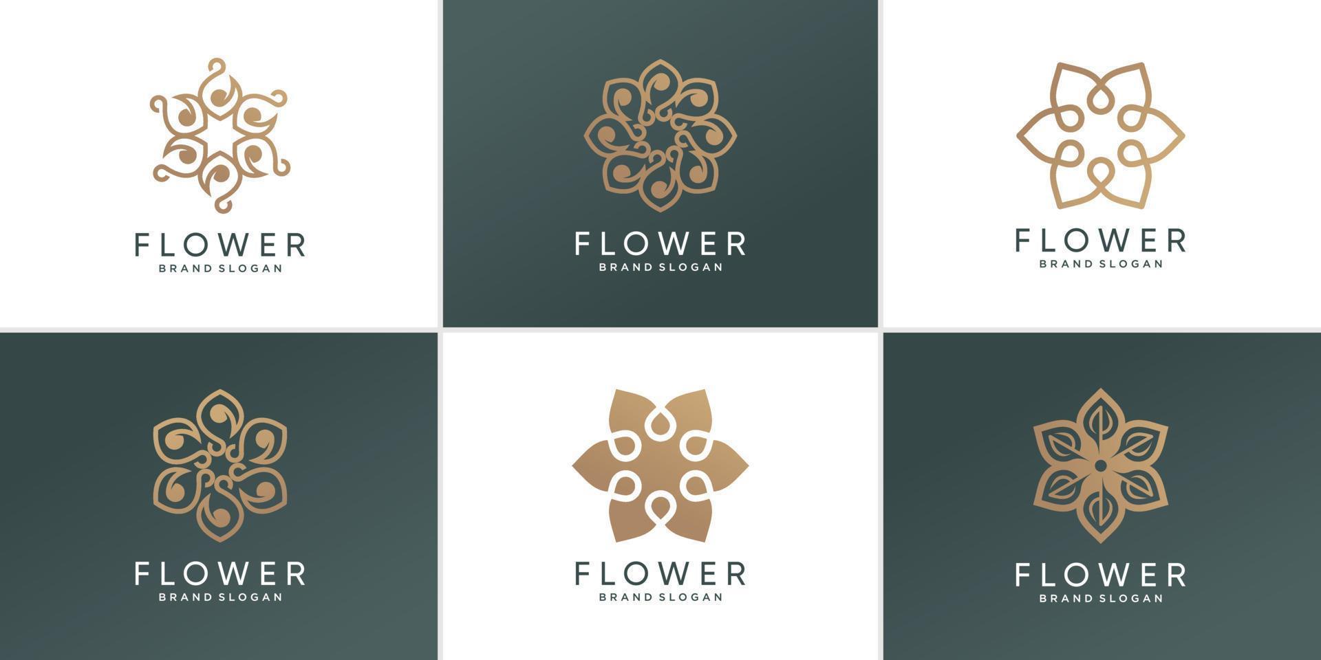 colección de logotipos de flores con vector premium de concepto abstracto creativo